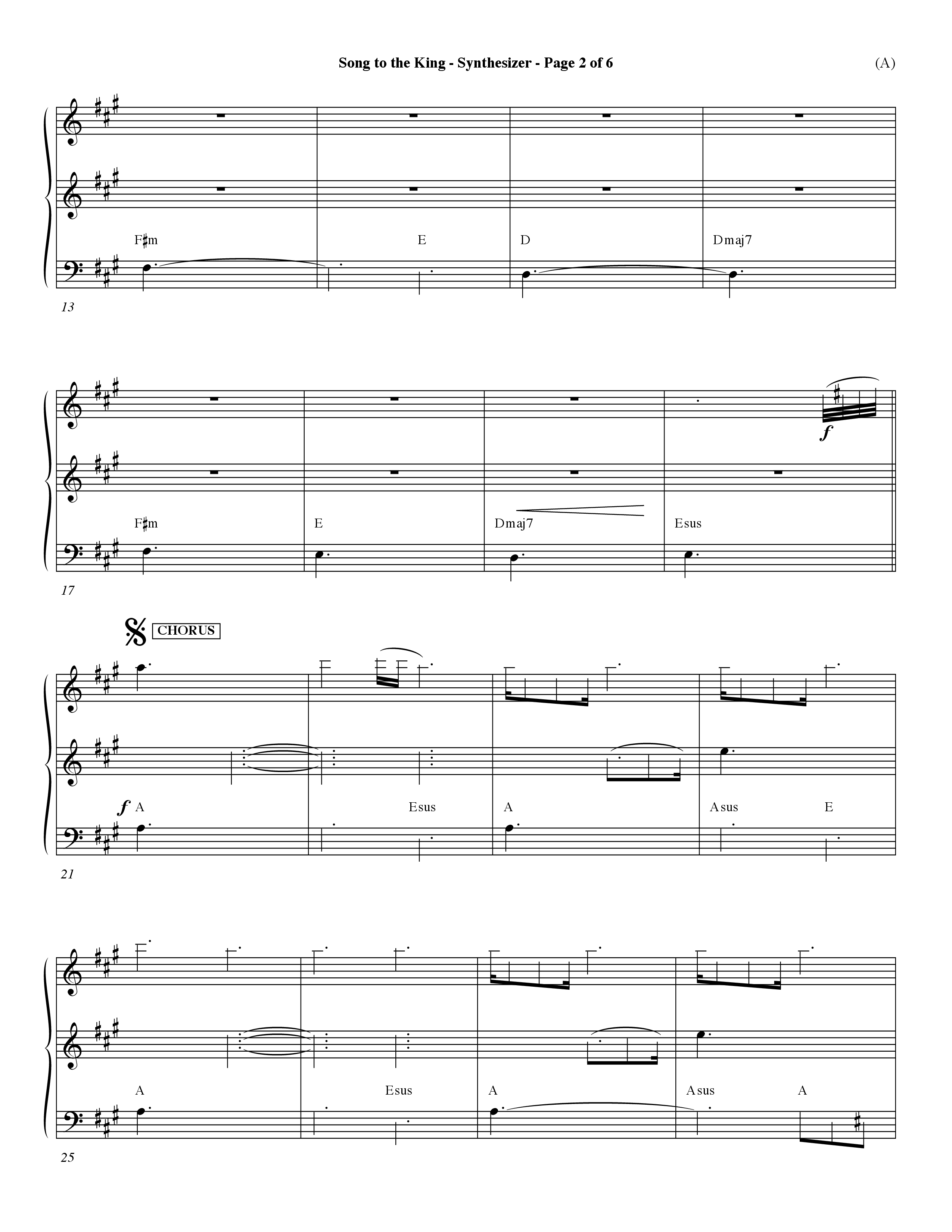 Song To The King (Choral Anthem SATB) Synth (Word Music Choral / Orch. Dave Williamson)