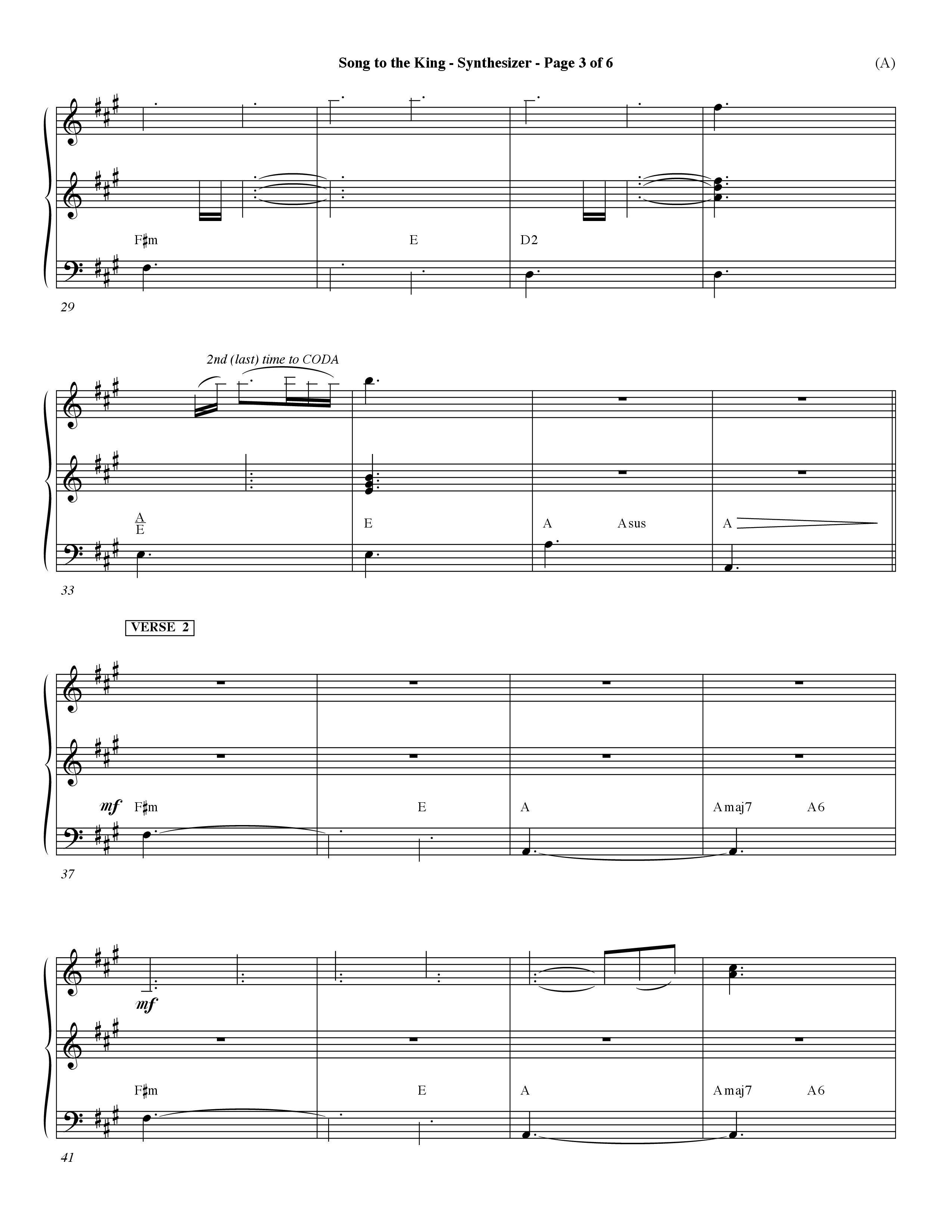 Song To The King (Choral Anthem SATB) Synth (Word Music Choral / Orch. Dave Williamson)