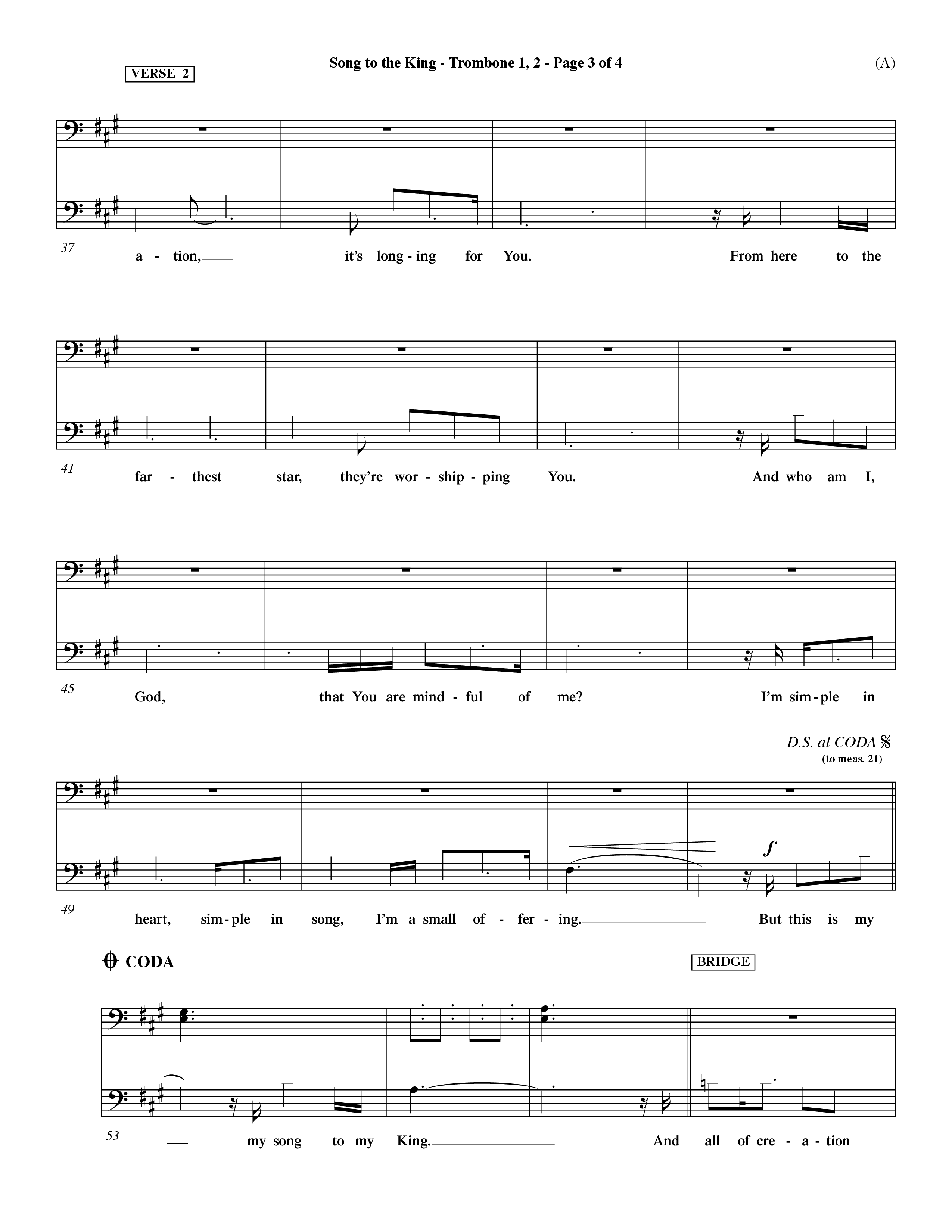 Song To The King (Choral Anthem SATB) Trombone 1/2 (Word Music Choral / Orch. Dave Williamson)