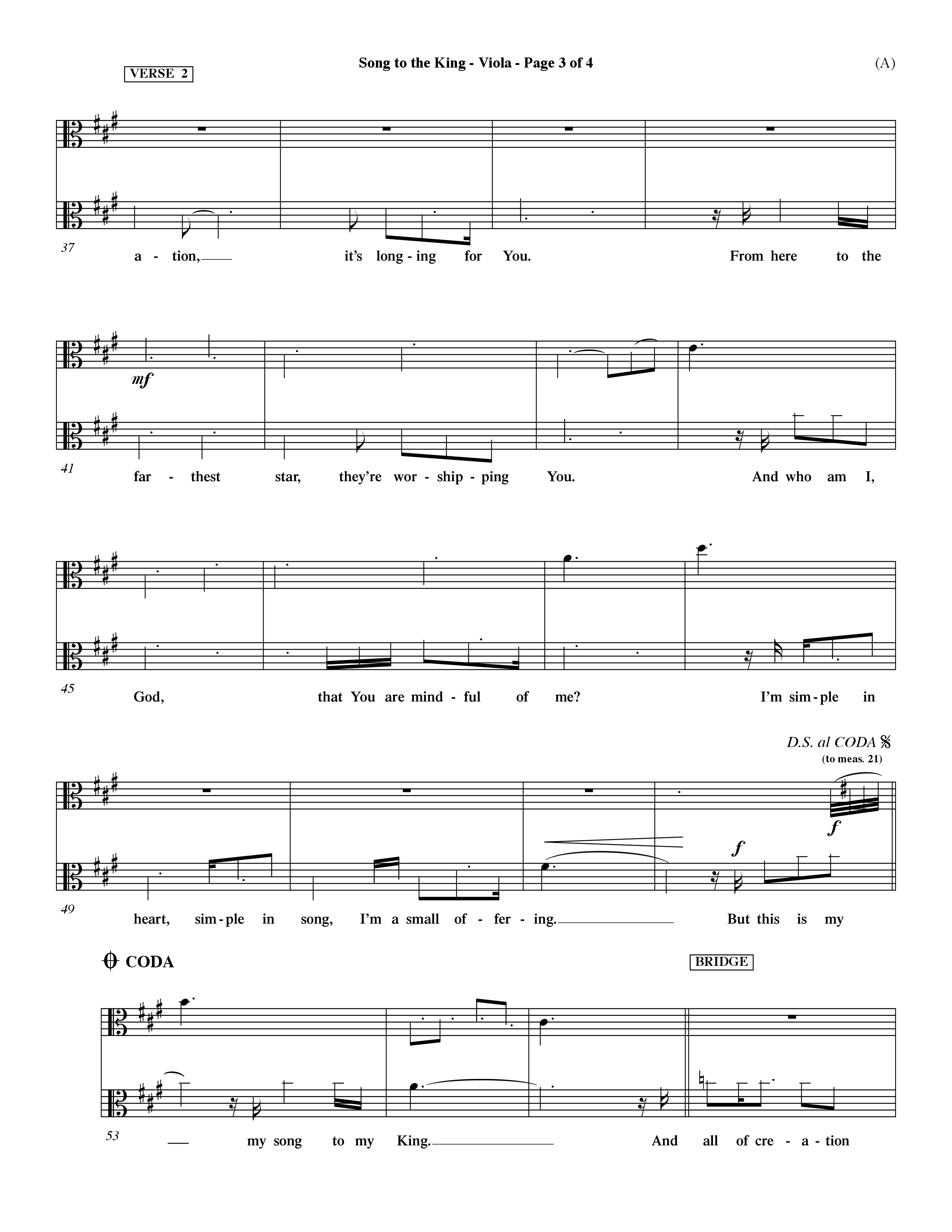Song To The King (Choral Anthem SATB) Viola (Word Music Choral / Orch. Dave Williamson)