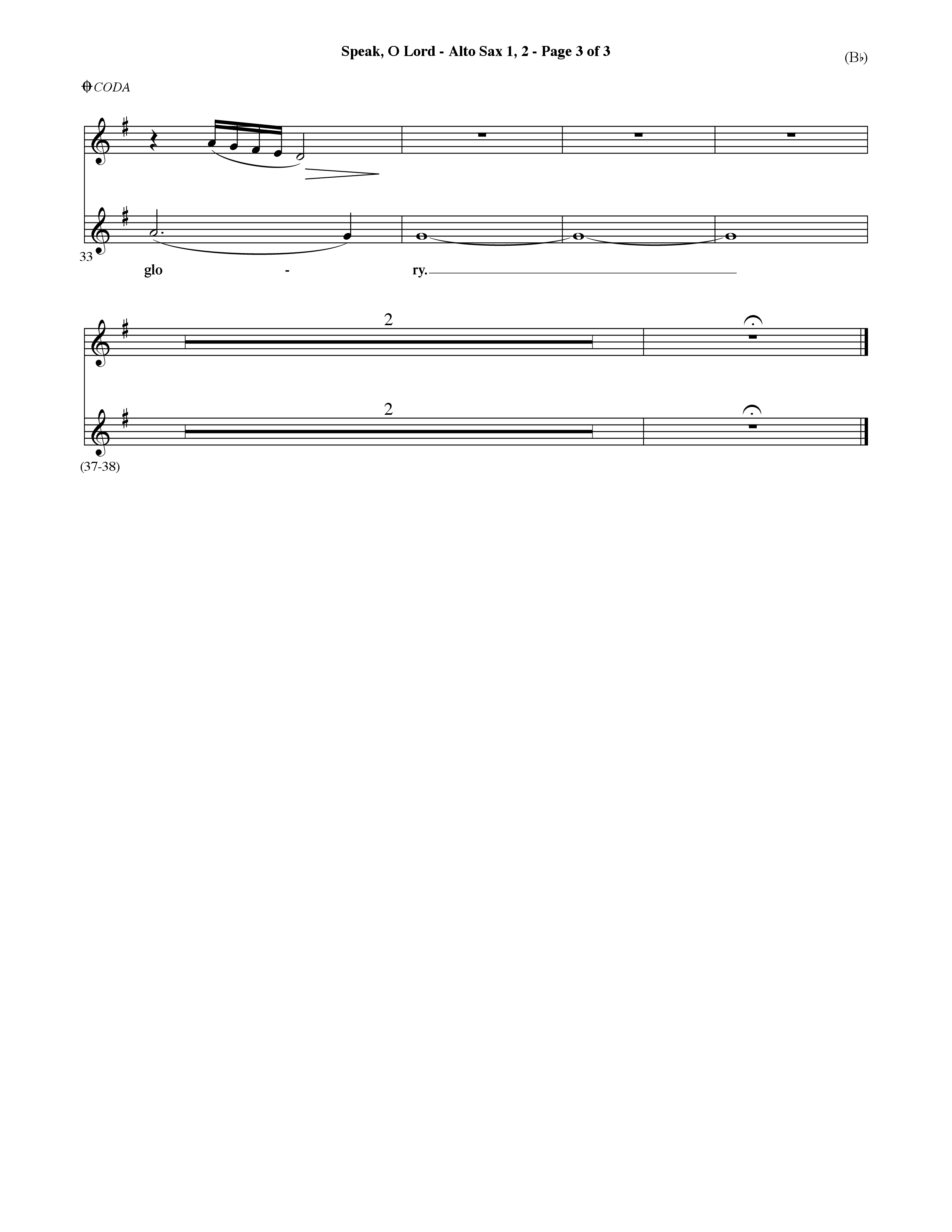 Speak O Lord (Choral Anthem SATB) Alto Sax 1/2 (Word Music Choral / Orch. Terry Winch)