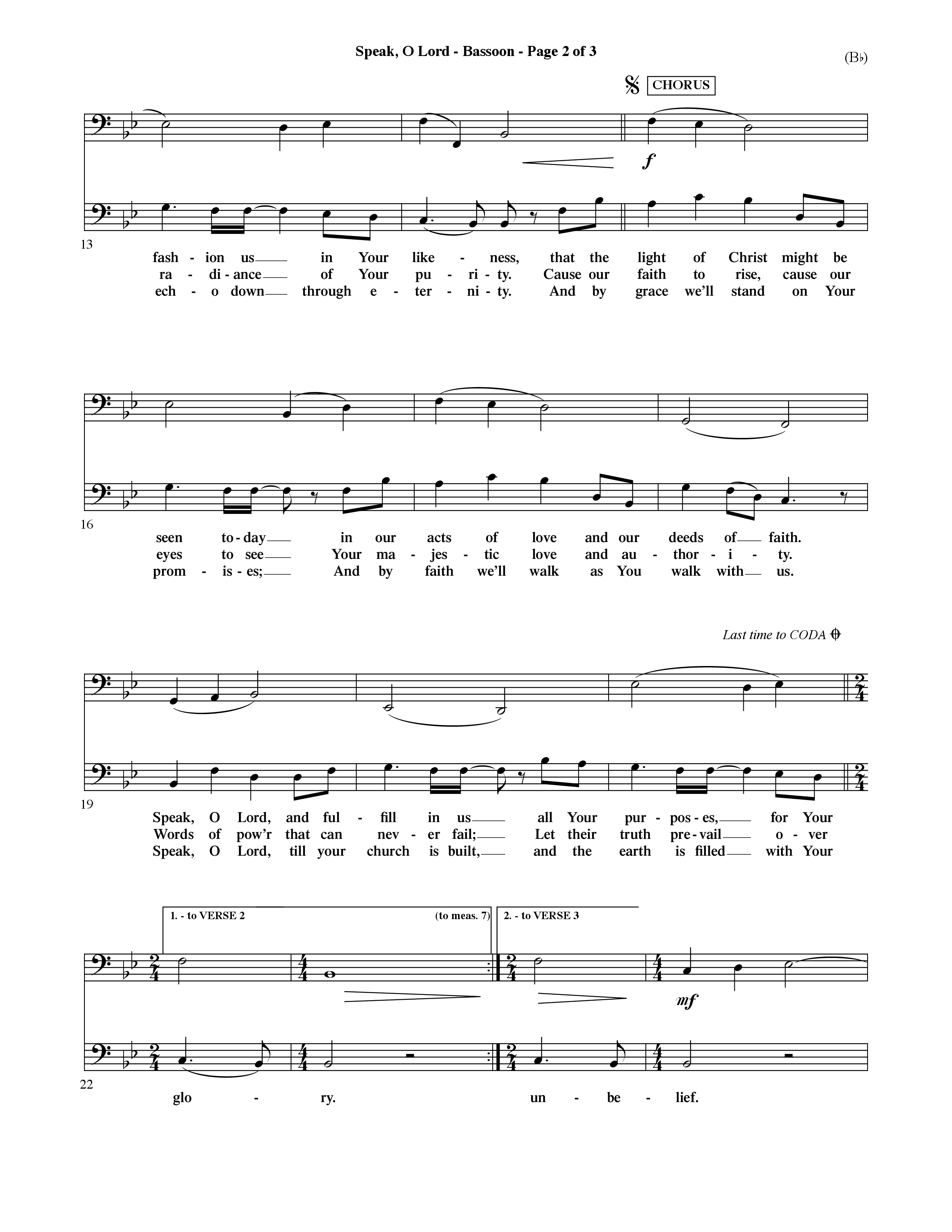 Speak O Lord (Choral Anthem SATB) Bassoon (Word Music Choral / Orch. Terry Winch)