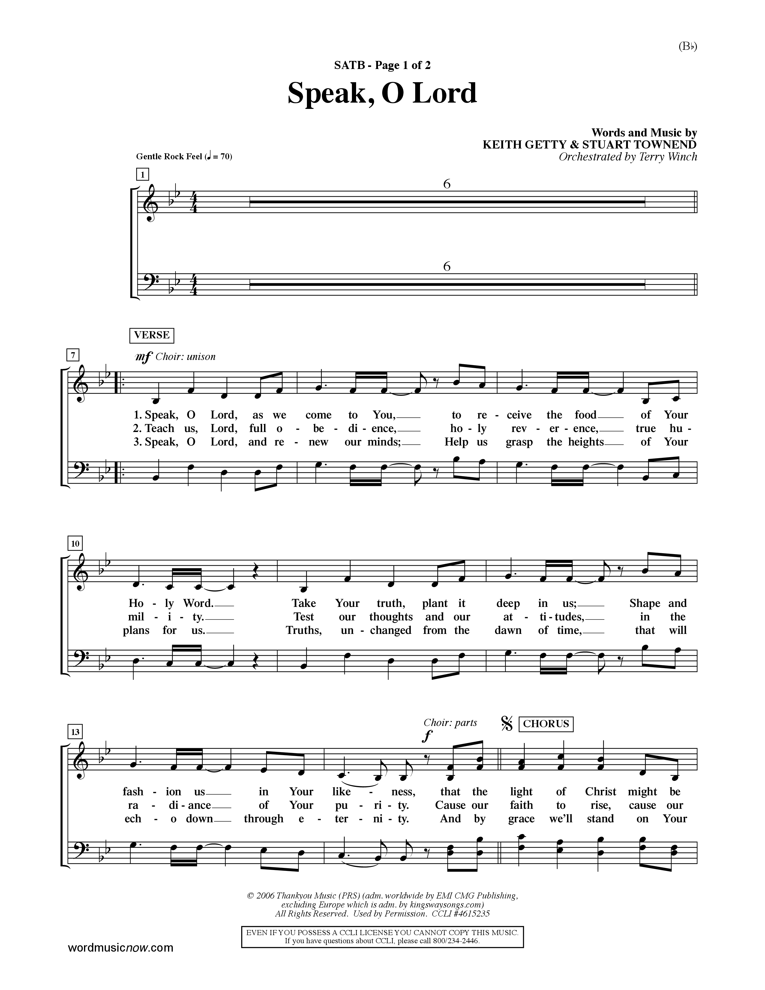 Speak O Lord (Choral Anthem SATB) Choir Sheet (SATB) (Word Music Choral / Orch. Terry Winch)