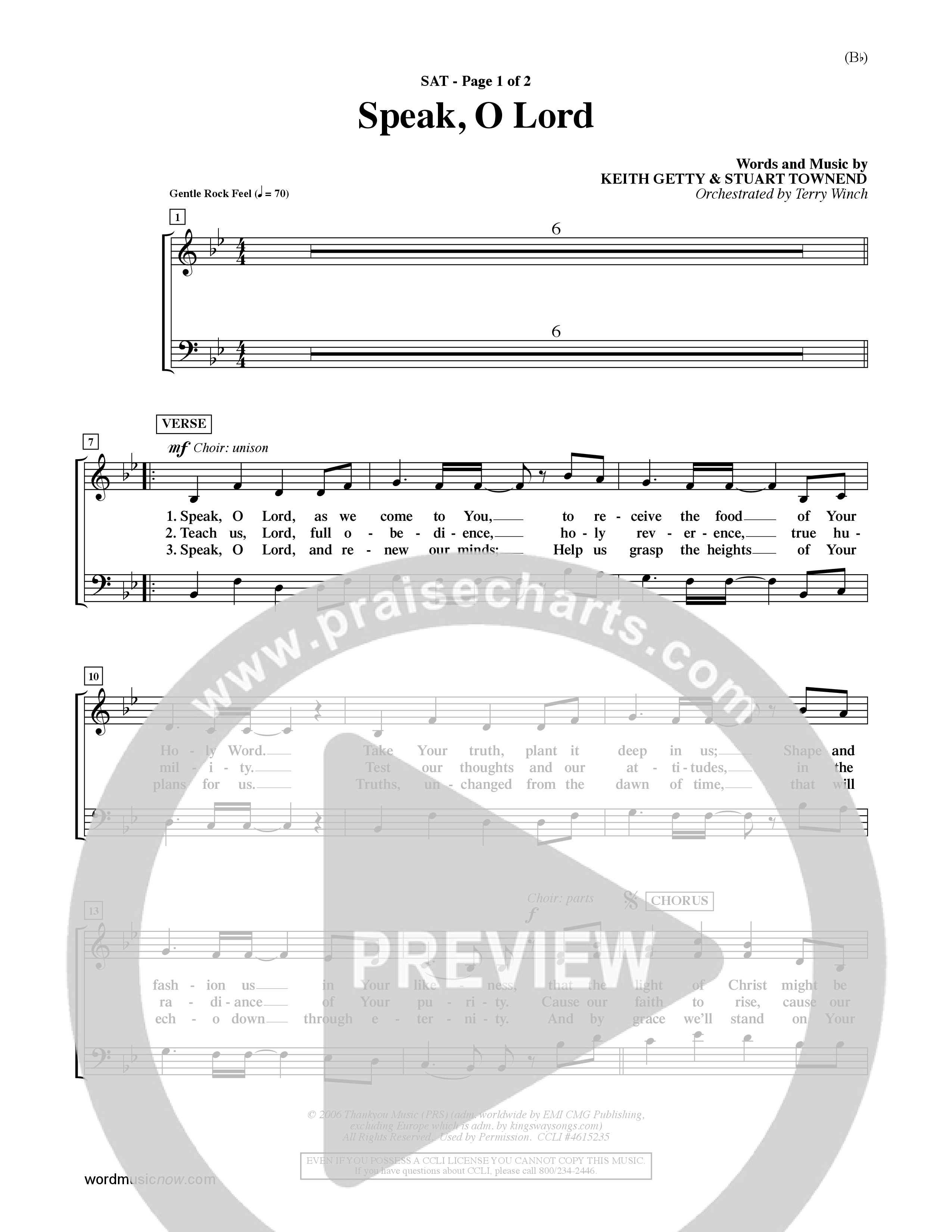 Speak O Lord (Choral Anthem SATB) Choir Sheet (SATB) (Word Music Choral / Orch. Terry Winch)