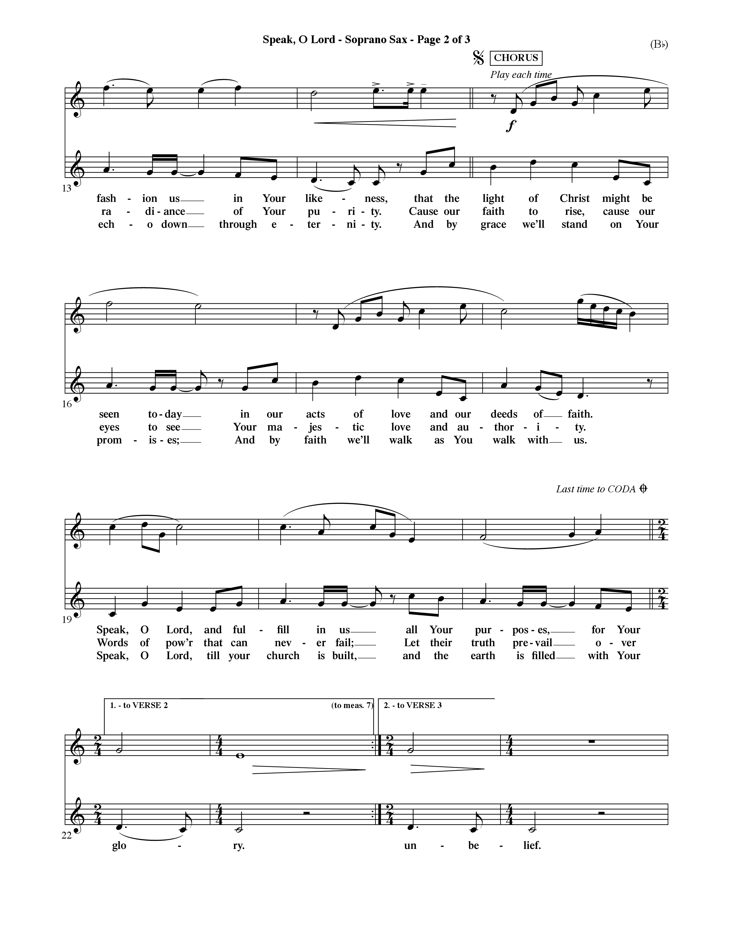 Speak O Lord (Choral Anthem SATB) Saxophone (Word Music Choral / Orch. Terry Winch)