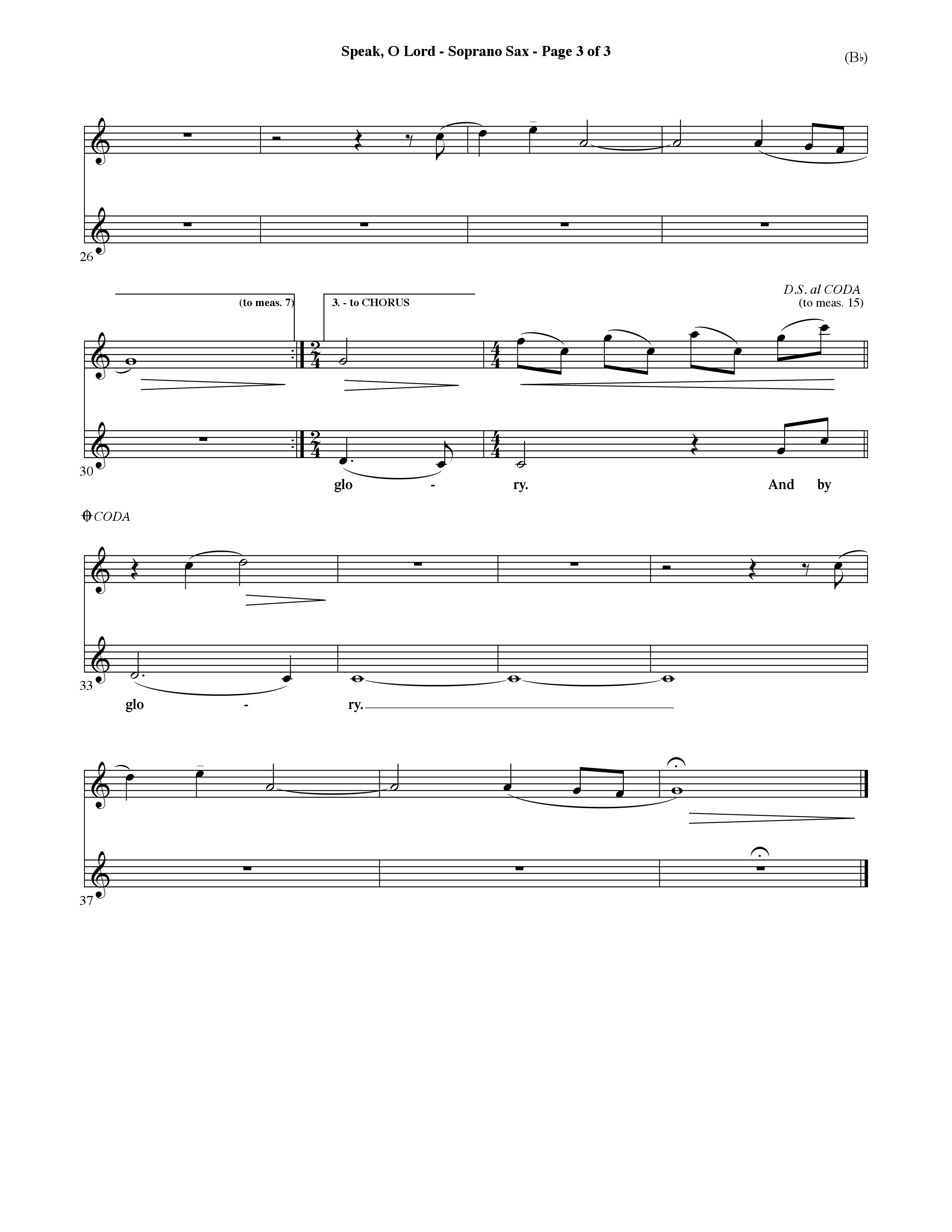 Speak O Lord (Choral Anthem SATB) Saxophone (Word Music Choral / Orch. Terry Winch)