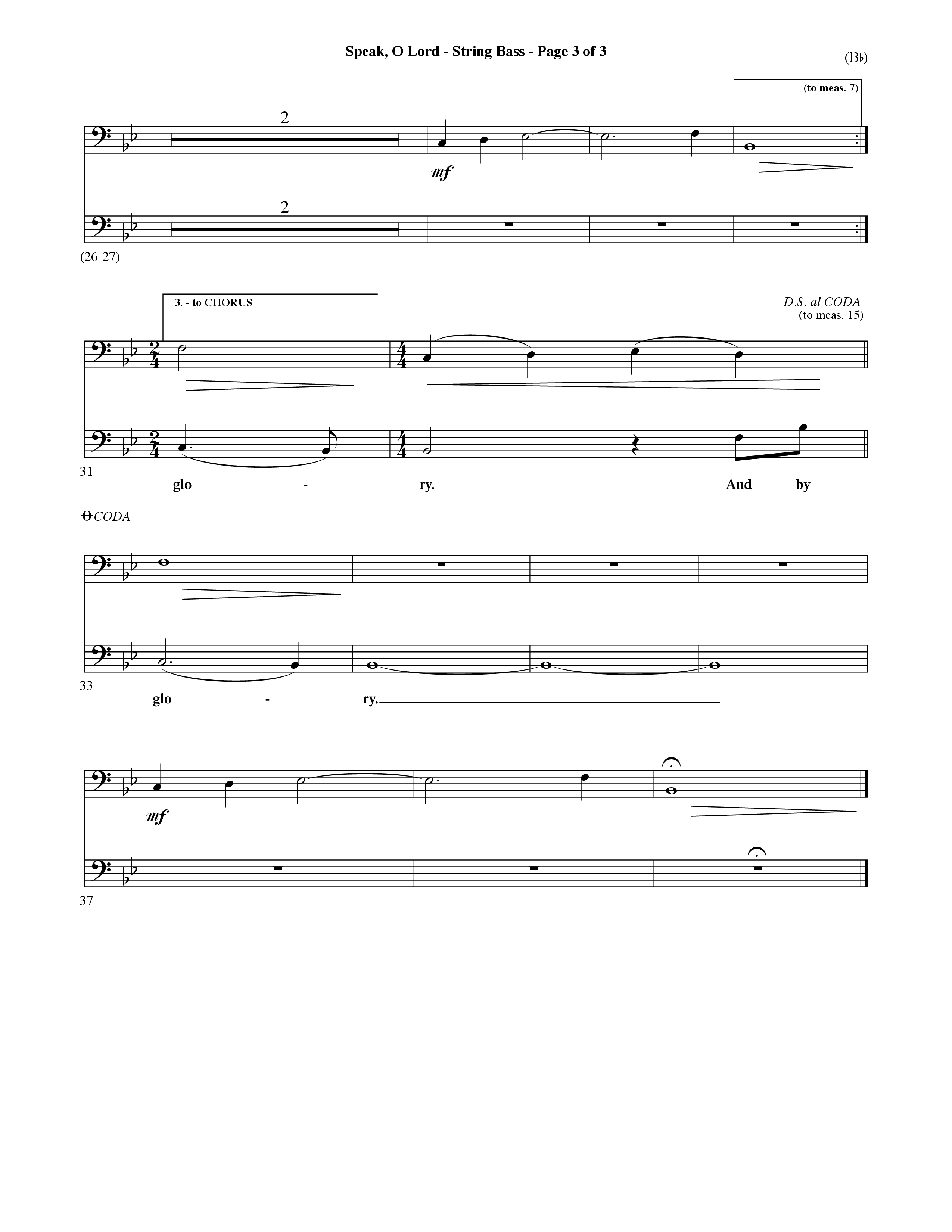 Speak O Lord (Choral Anthem SATB) String Bass (Word Music Choral / Orch. Terry Winch)