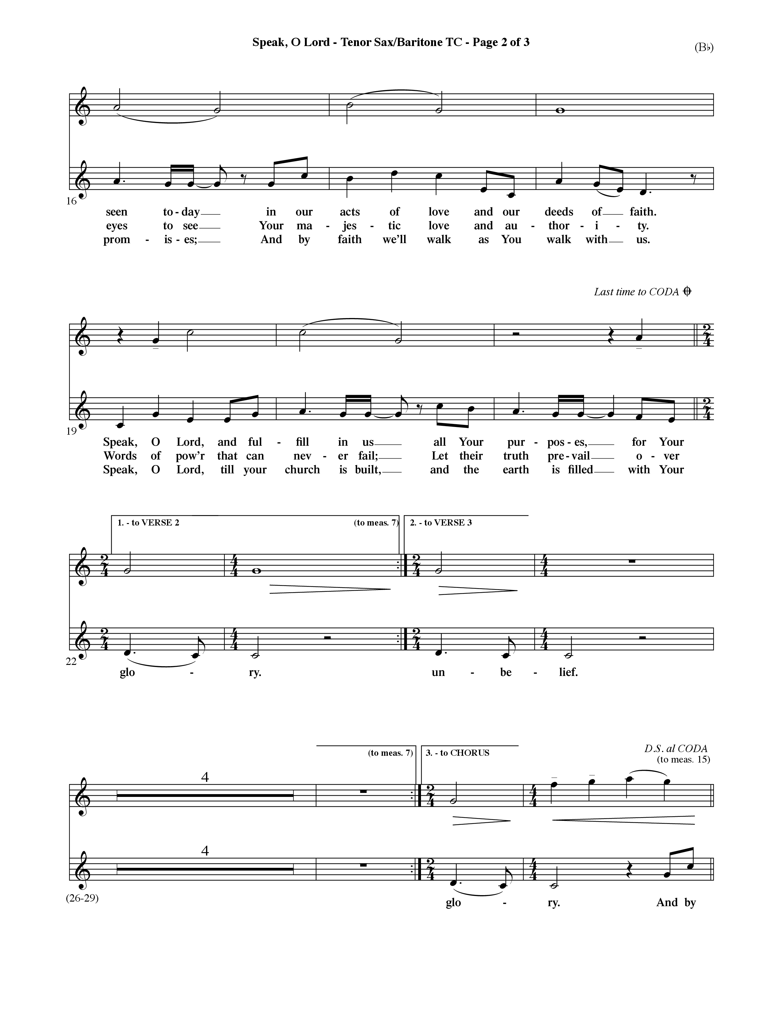 Speak O Lord (Choral Anthem SATB) Tenor Sax/Baritone T.C. (Word Music Choral / Orch. Terry Winch)