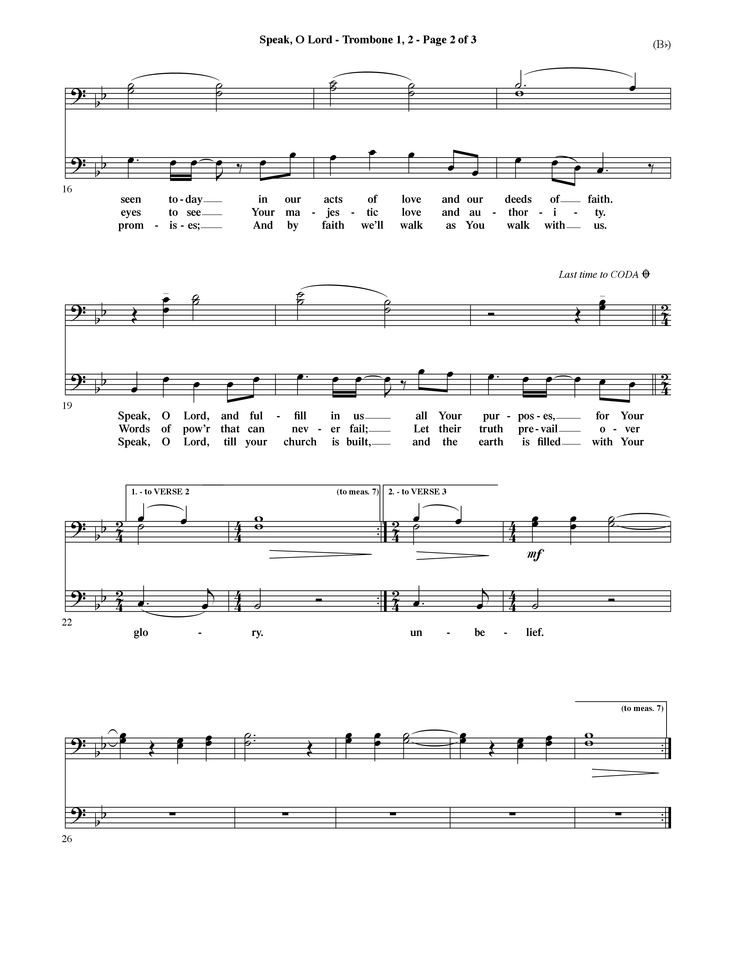 Speak O Lord (Choral Anthem SATB) Trombone 1/2 (Word Music Choral / Orch. Terry Winch)
