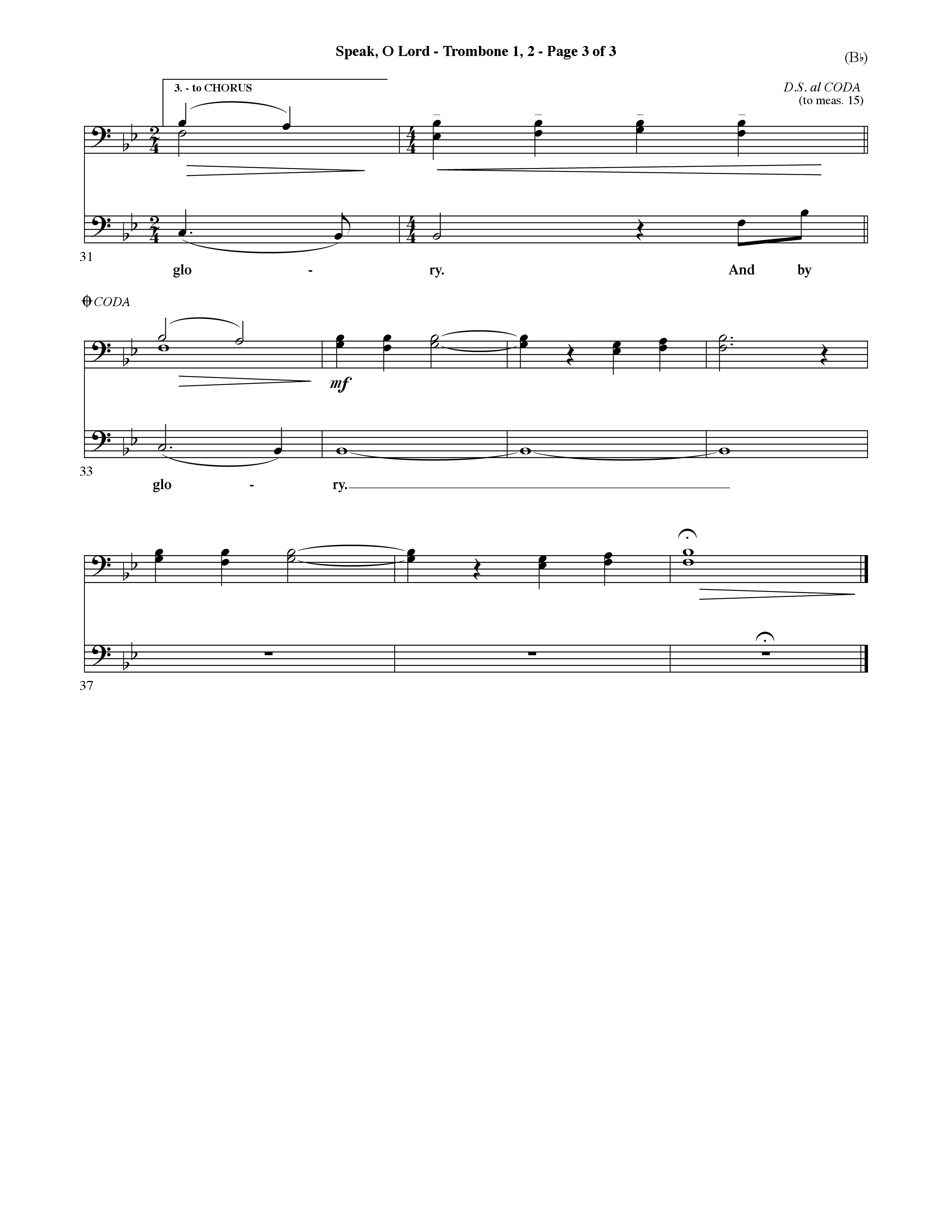 Speak O Lord (Choral Anthem SATB) Trombone 1/2 (Word Music Choral / Orch. Terry Winch)