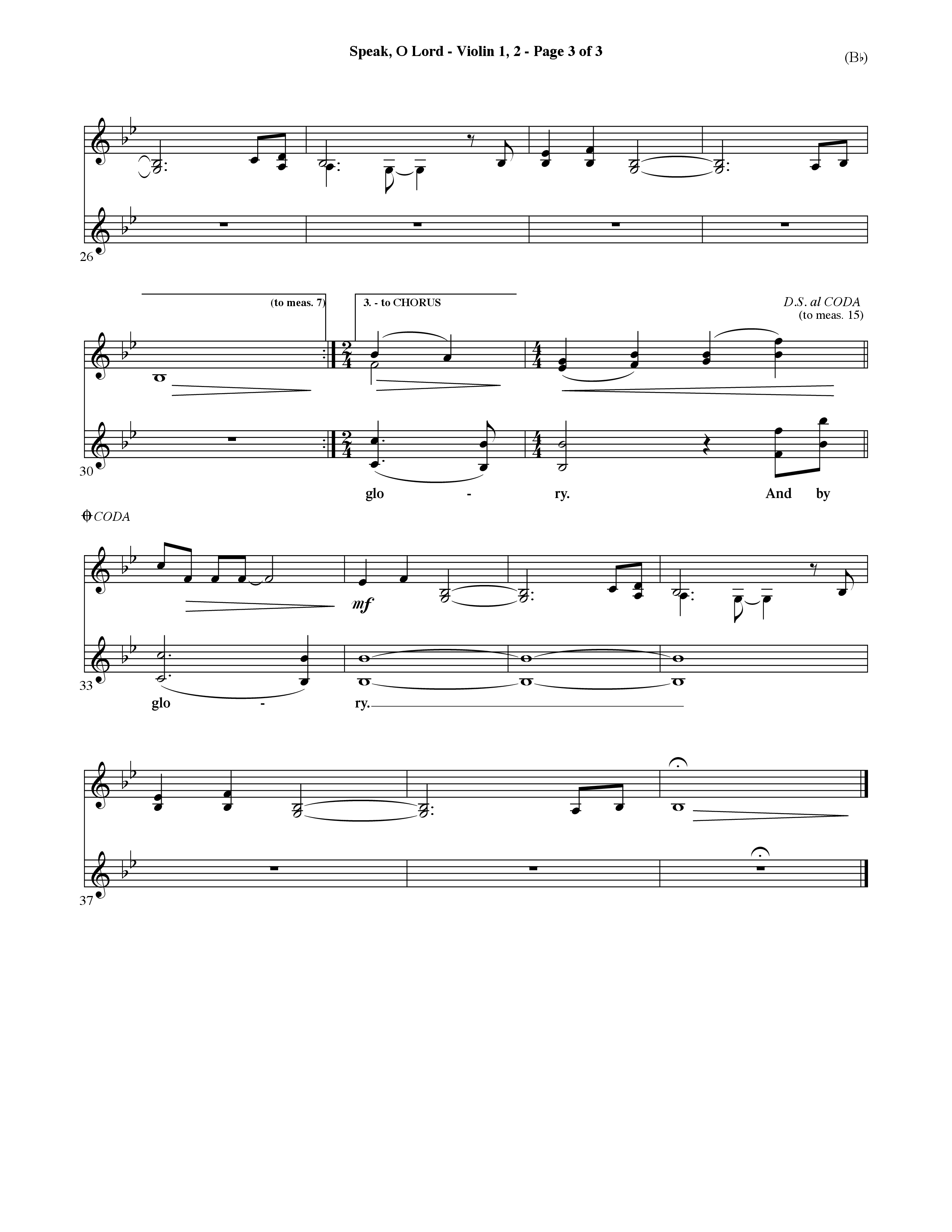 Speak O Lord (Choral Anthem SATB) Violin 1/2 (Word Music Choral / Orch. Terry Winch)