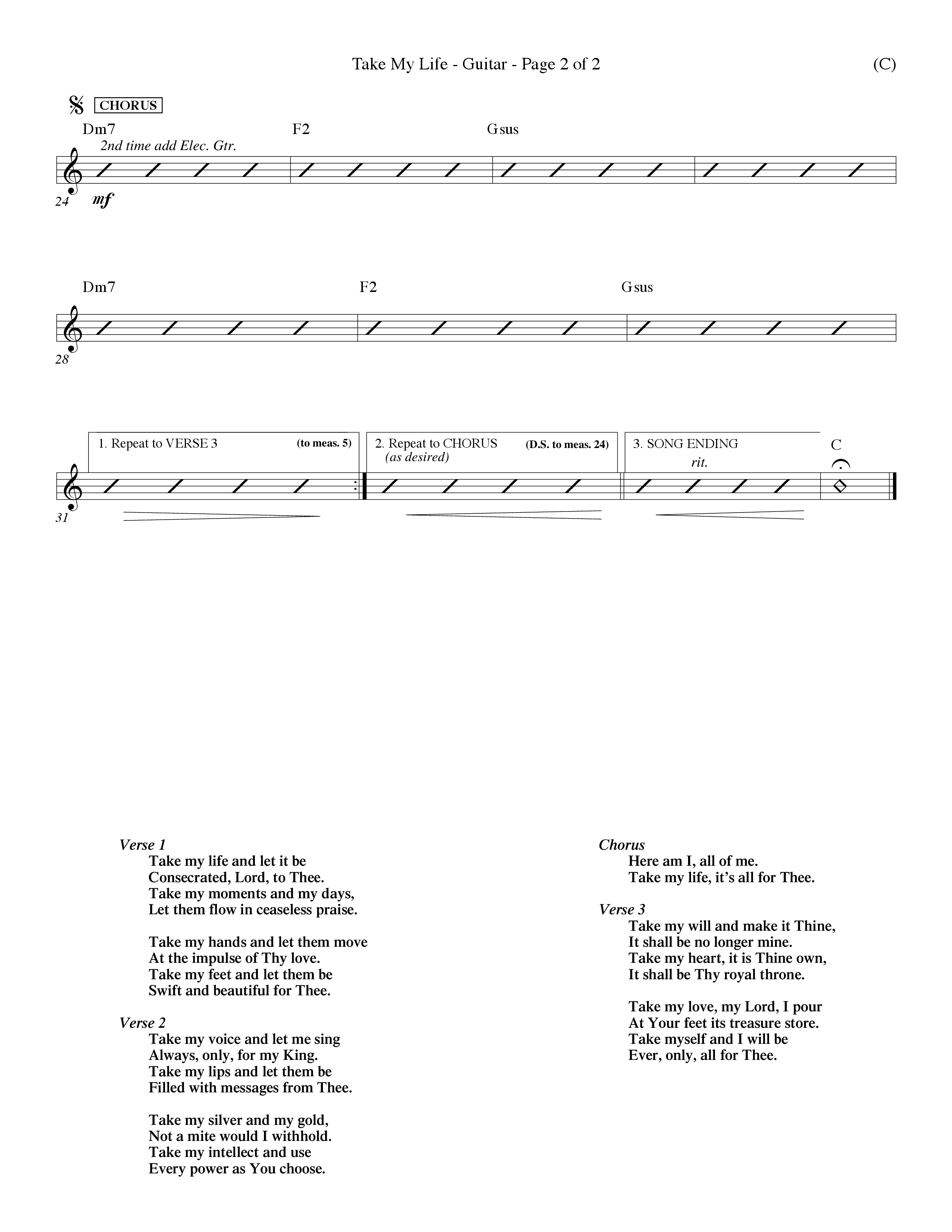 Take My Life (Choral Anthem SATB) Acoustic Guitar (Word Music Choral / Orch. Dave Williamson)