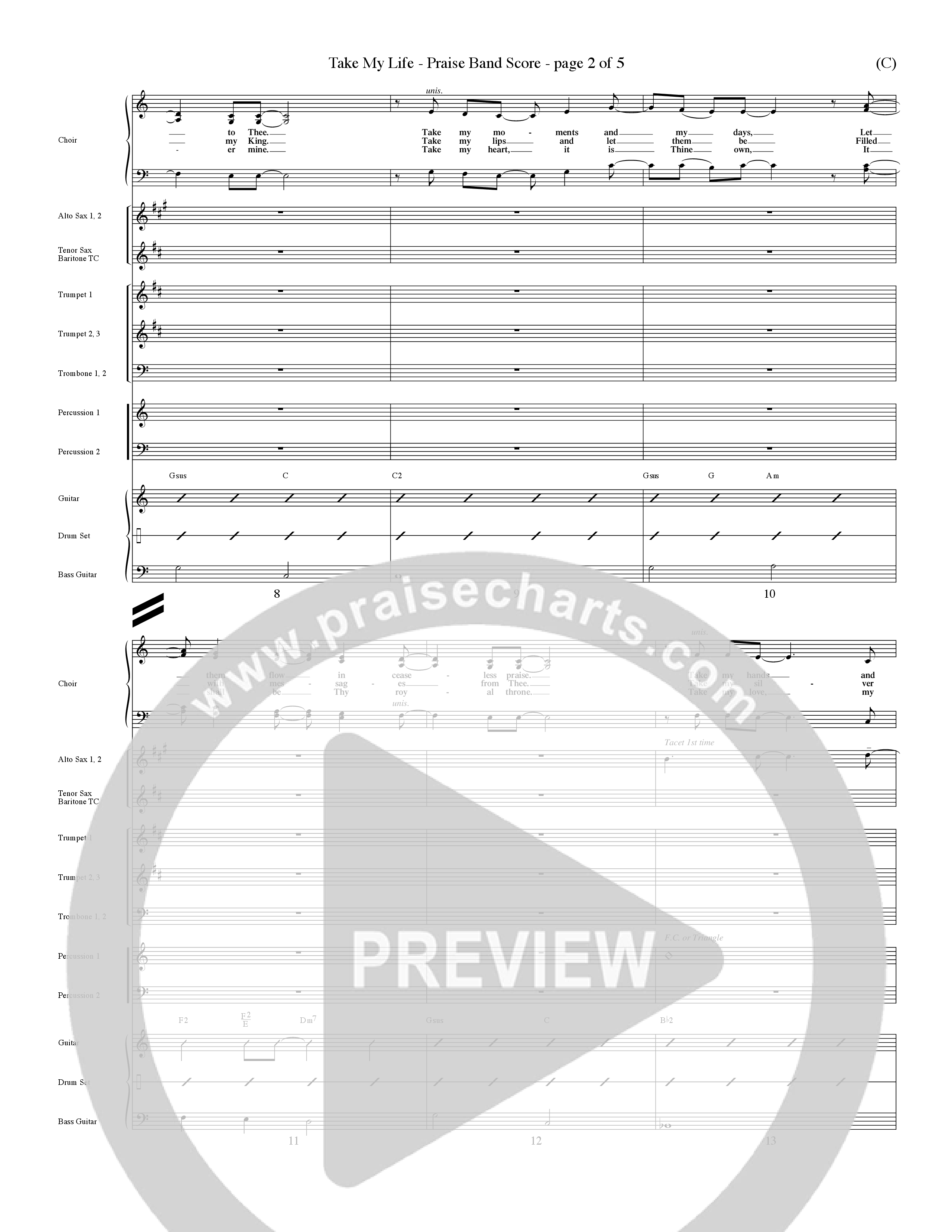 Take My Life (Choral Anthem SATB) Conductor's Score (Word Music Choral / Orch. Dave Williamson)
