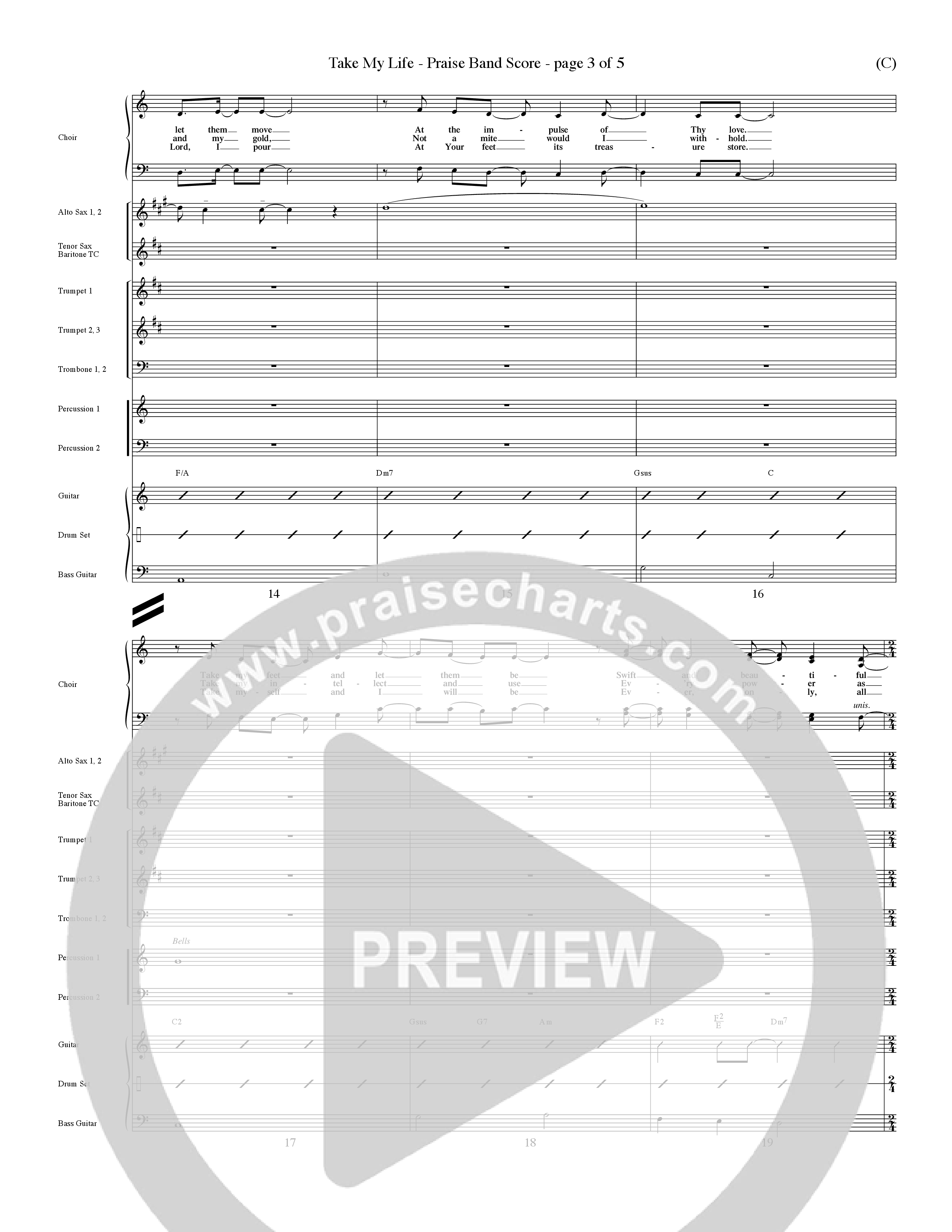 Take My Life (Choral Anthem SATB) Conductor's Score (Word Music Choral / Orch. Dave Williamson)