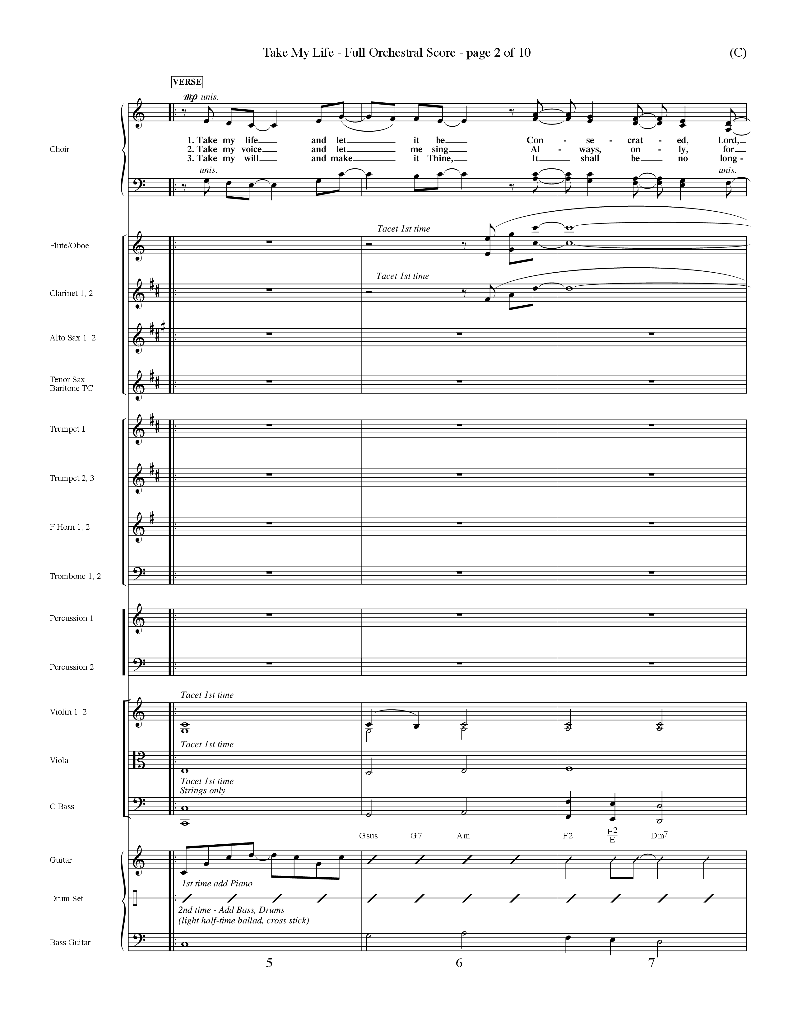Take My Life (Choral Anthem SATB) Conductor's Score (Word Music Choral / Orch. Dave Williamson)
