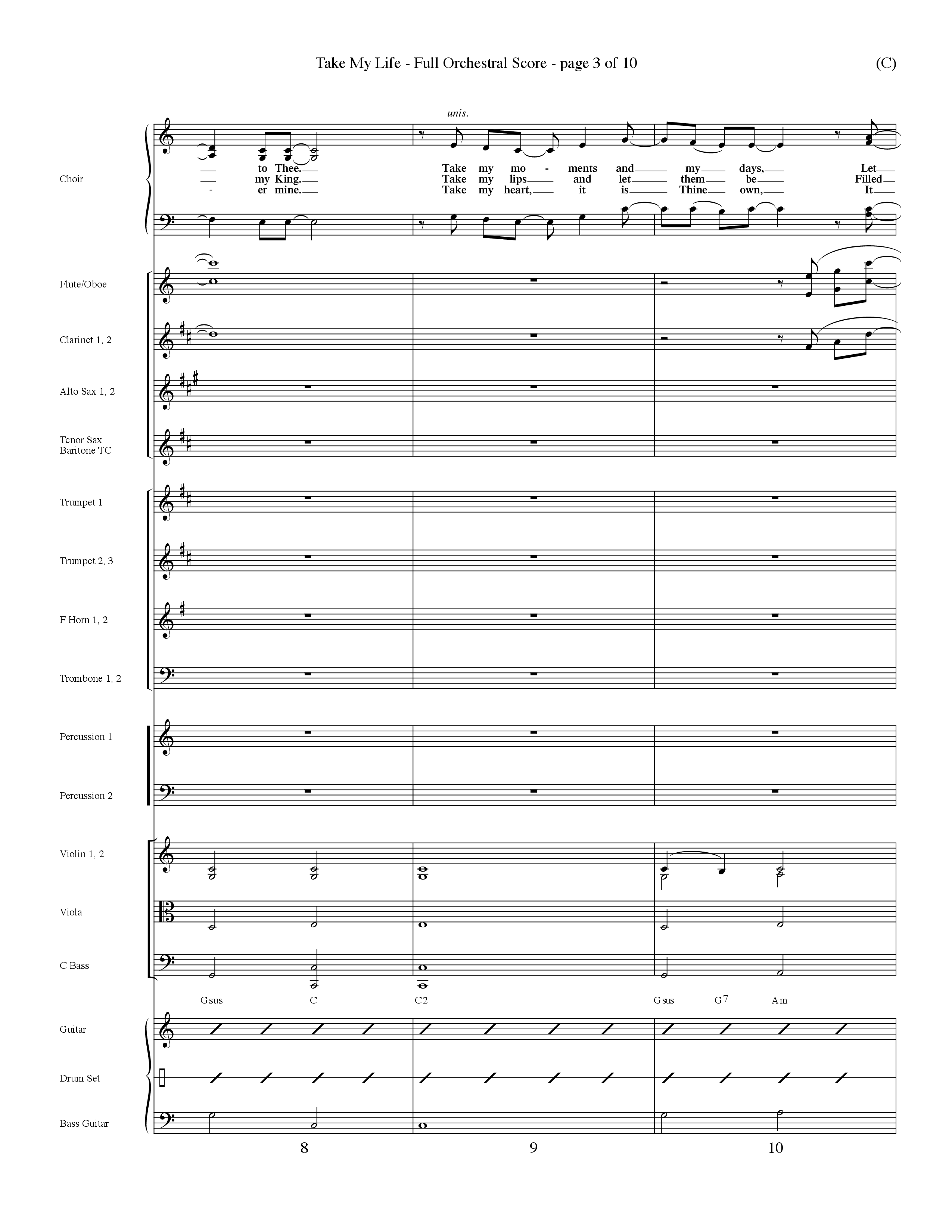Take My Life (Choral Anthem SATB) Conductor's Score (Word Music Choral / Orch. Dave Williamson)