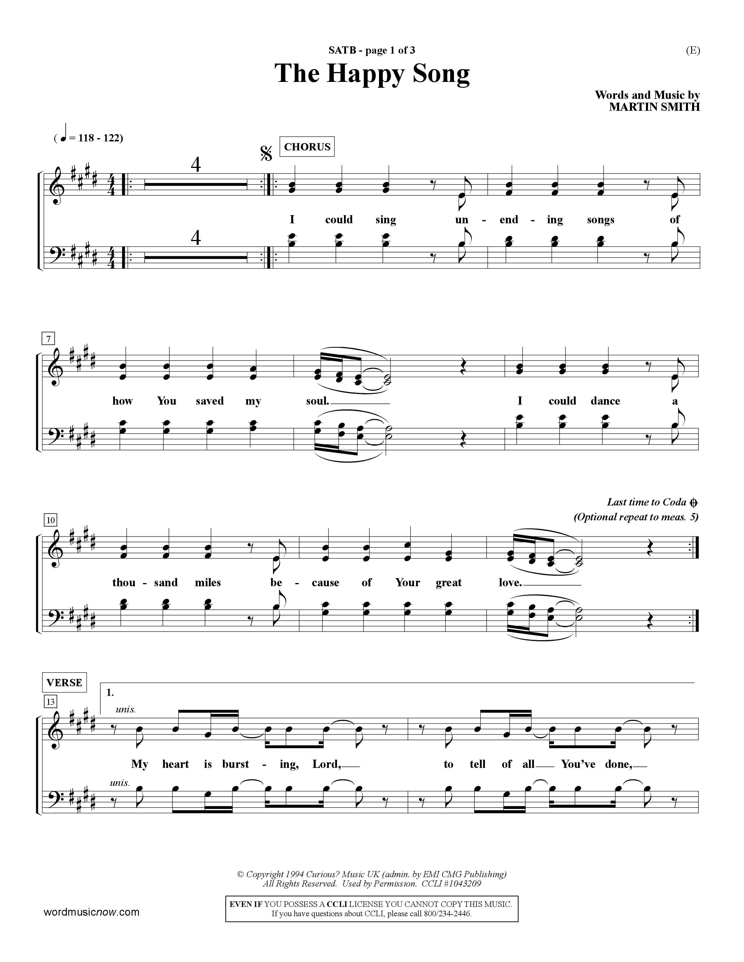The Happy Song (Choral Anthem SATB) Choir Sheet (SATB) (Word Music Choral / Orch. David Winkler)