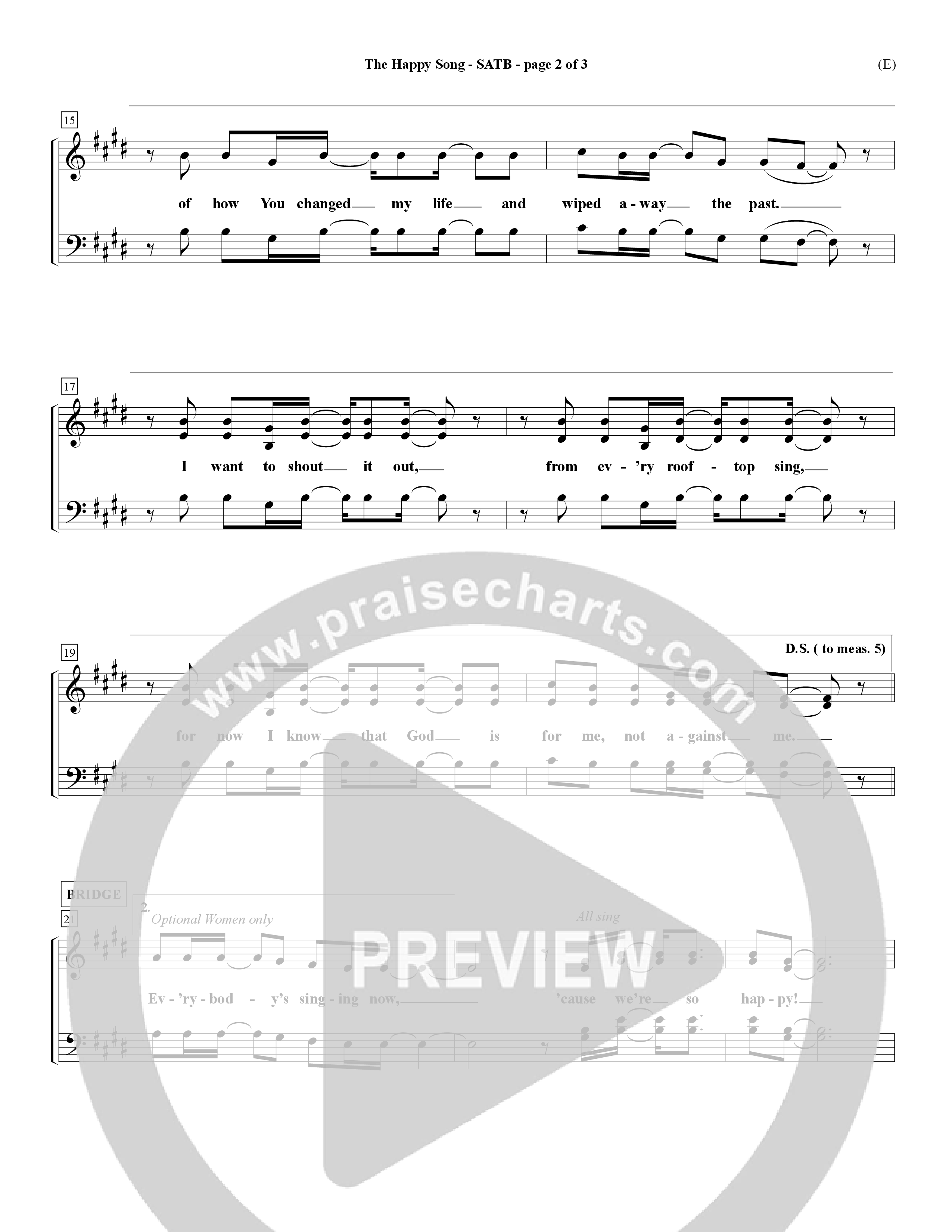 The Happy Song (Choral Anthem SATB) Choir Sheet (SATB) (Word Music Choral / Orch. David Winkler)