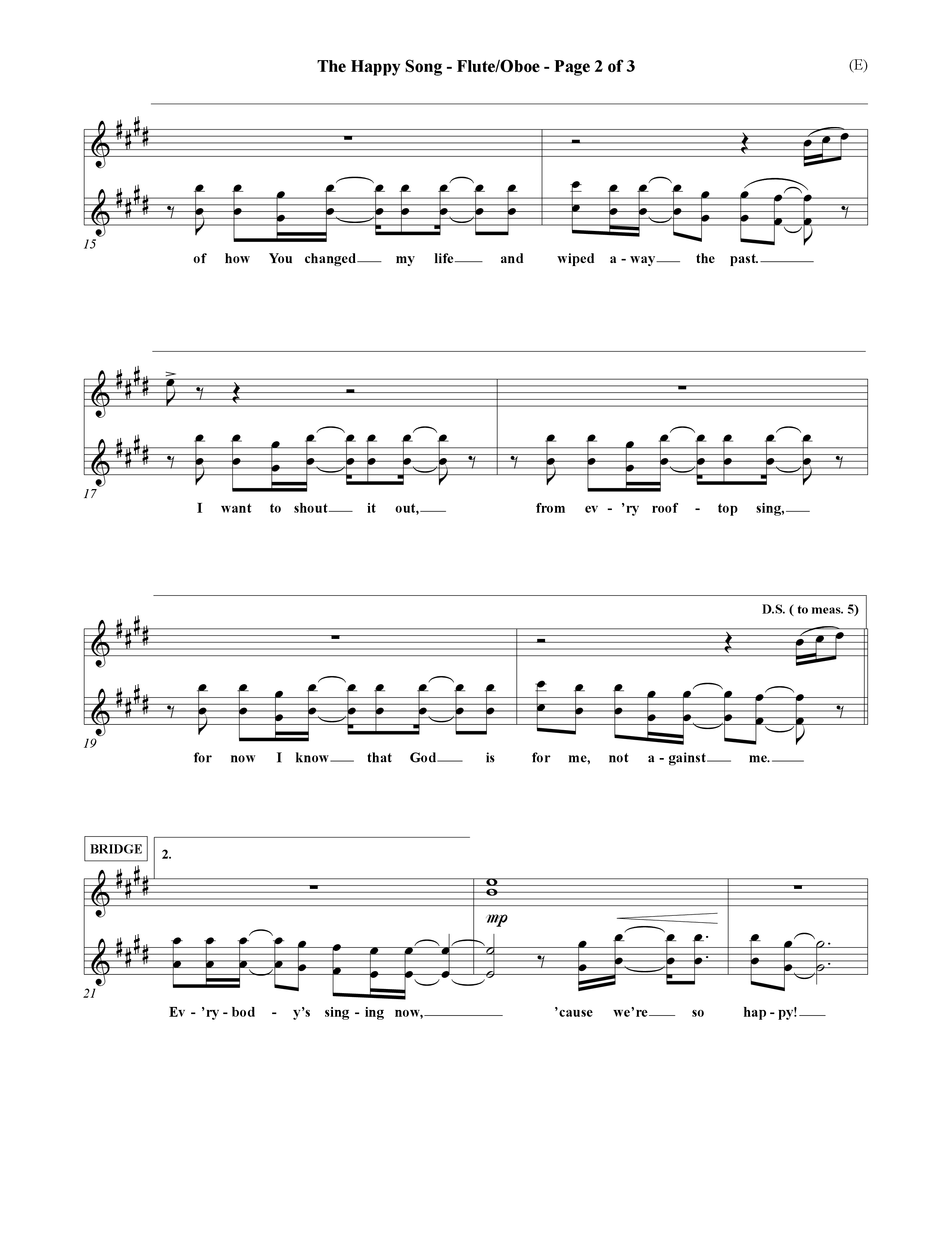 The Happy Song (Choral Anthem SATB) Flute/Oboe (Word Music Choral / Orch. David Winkler)