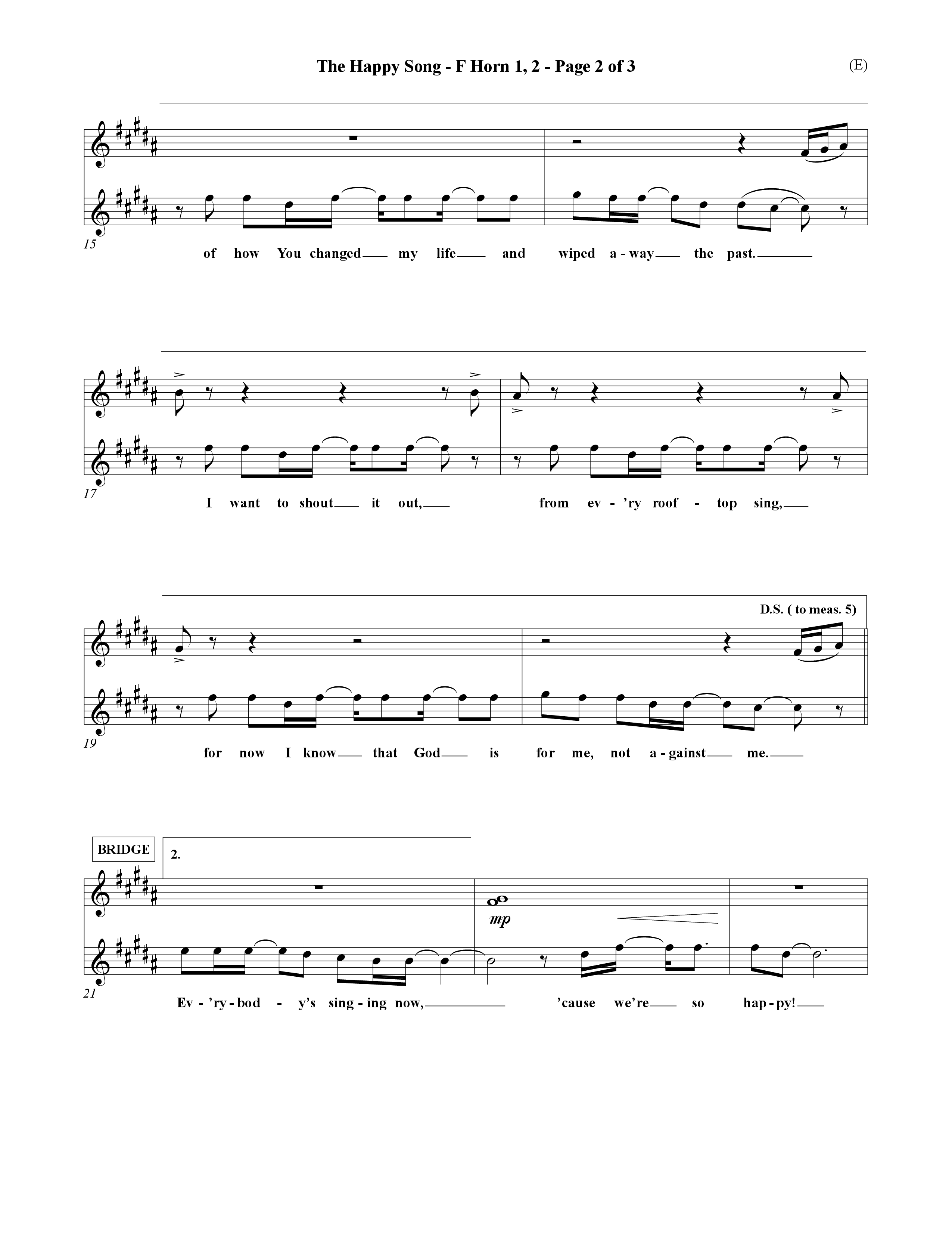 The Happy Song (Choral Anthem SATB) French Horn (Word Music Choral / Orch. David Winkler)