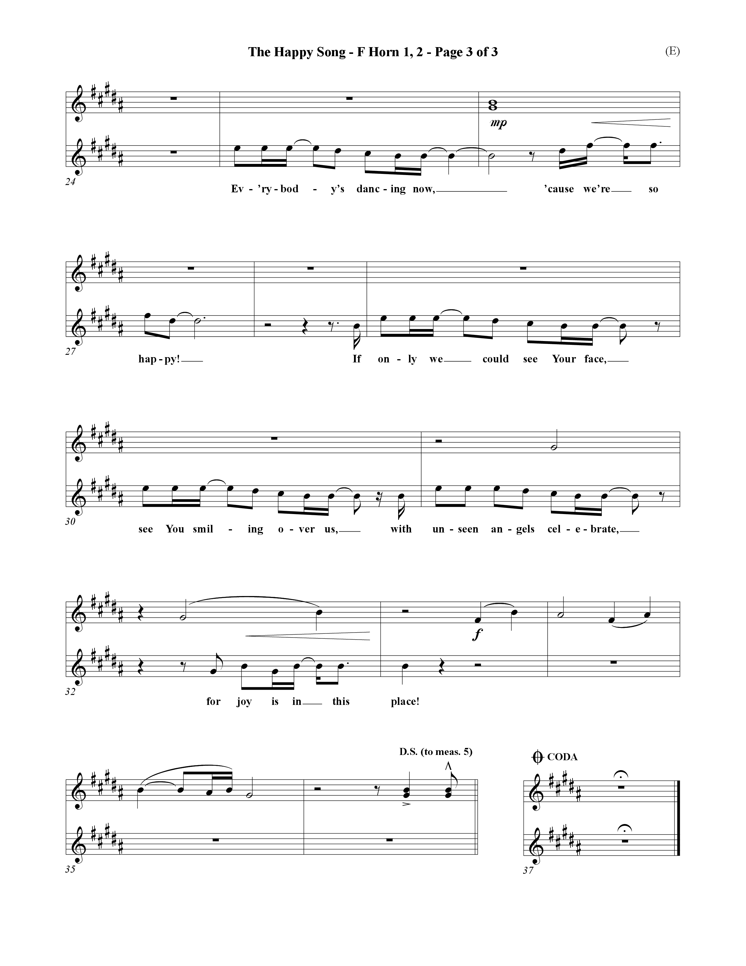The Happy Song (Choral Anthem SATB) French Horn (Word Music Choral / Orch. David Winkler)