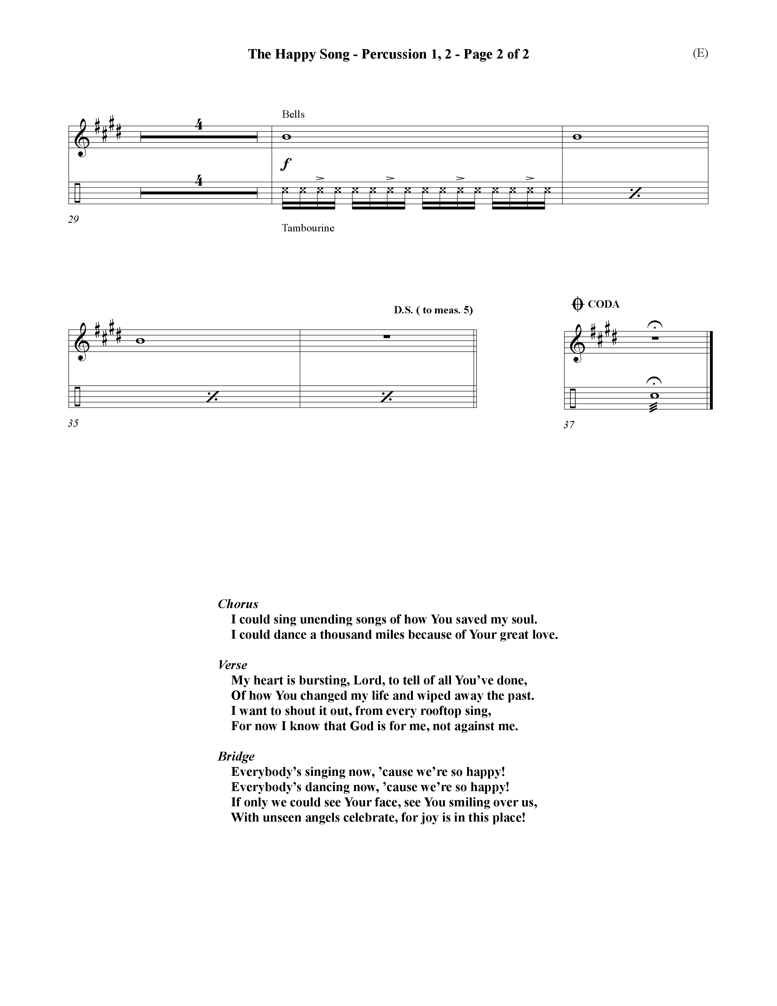 The Happy Song (Choral Anthem SATB) Percussion 1/2 (Word Music Choral / Orch. David Winkler)