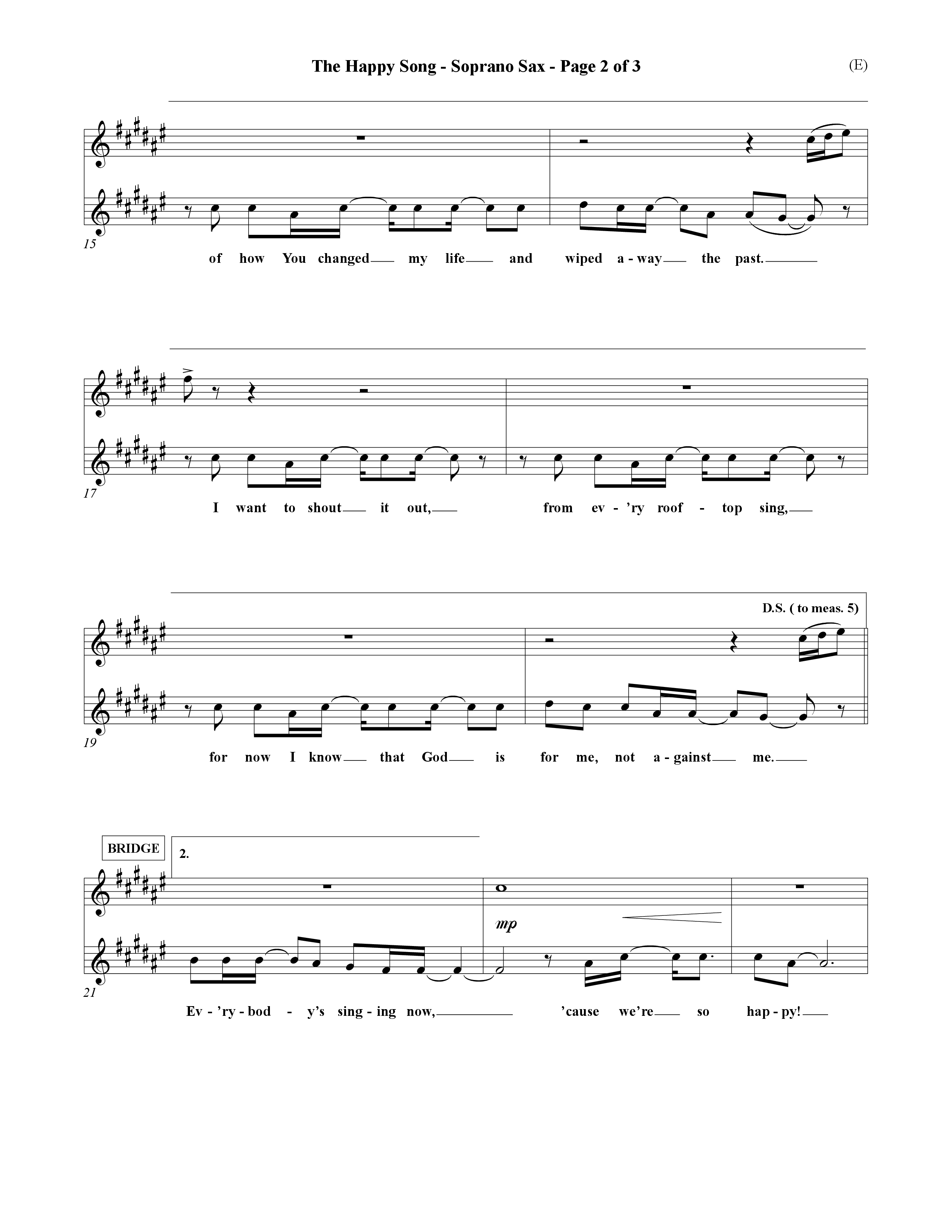The Happy Song (Choral Anthem SATB) Saxophone (Word Music Choral / Orch. David Winkler)