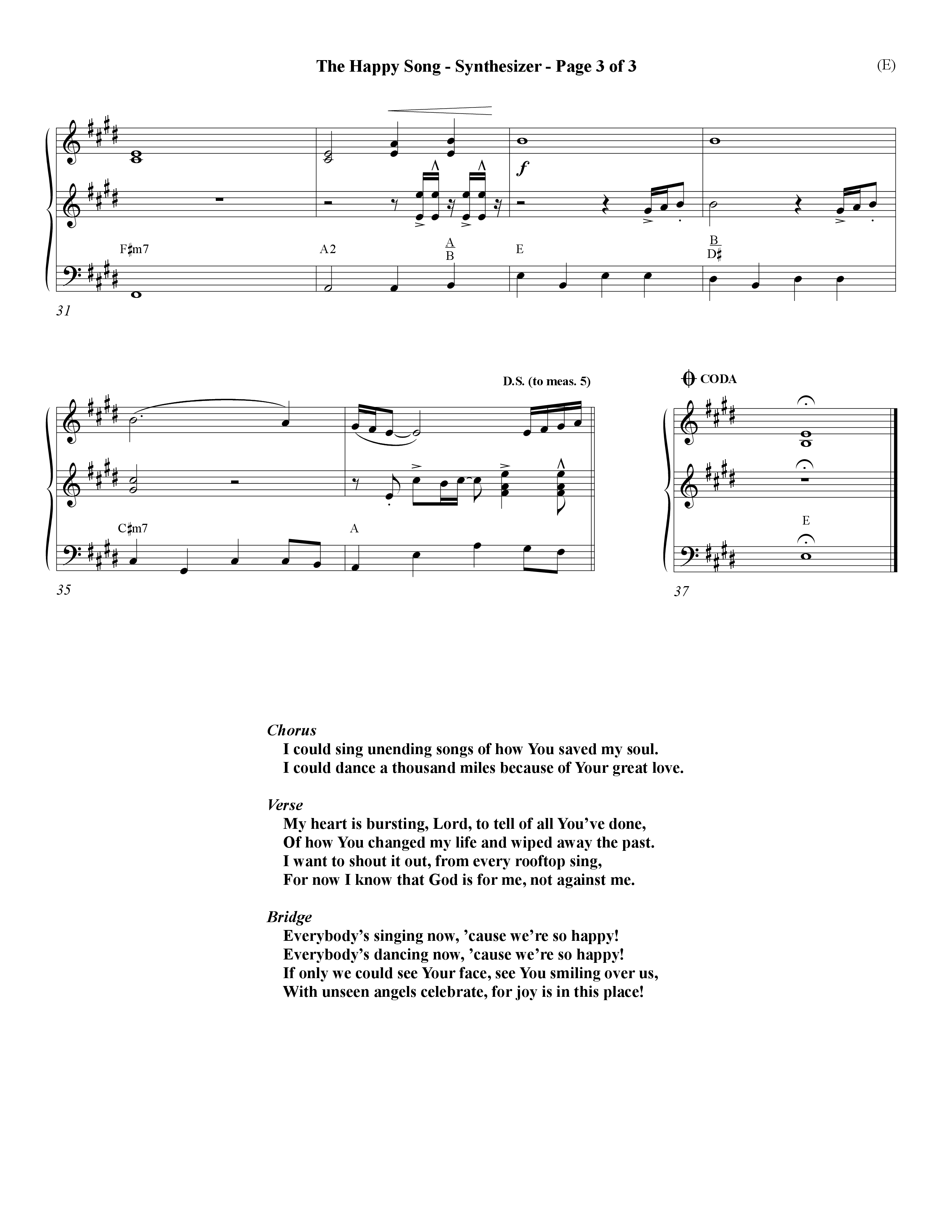 The Happy Song (Choral Anthem SATB) Synth (Word Music Choral / Orch. David Winkler)