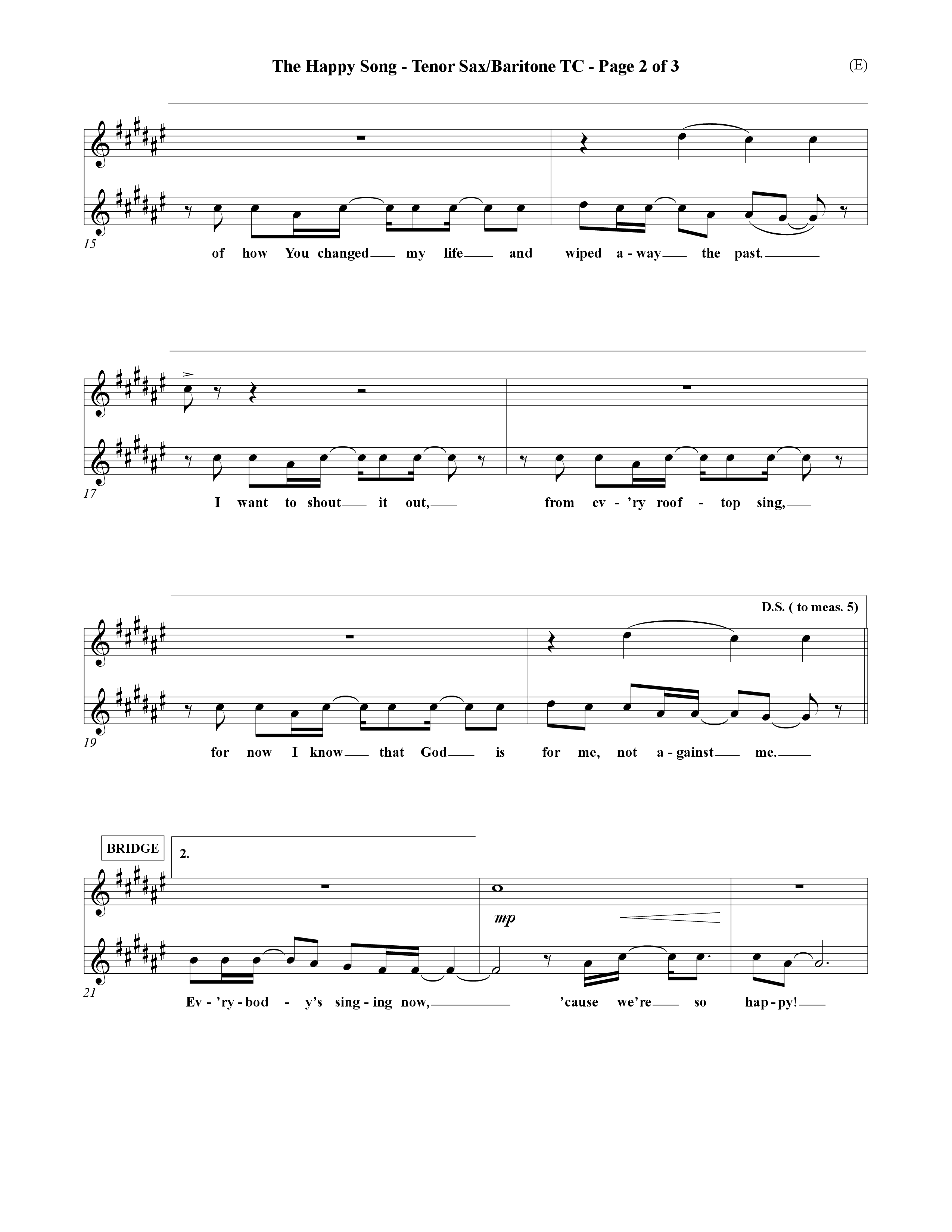 The Happy Song (Choral Anthem SATB) Tenor Sax/Baritone T.C. (Word Music Choral / Orch. David Winkler)