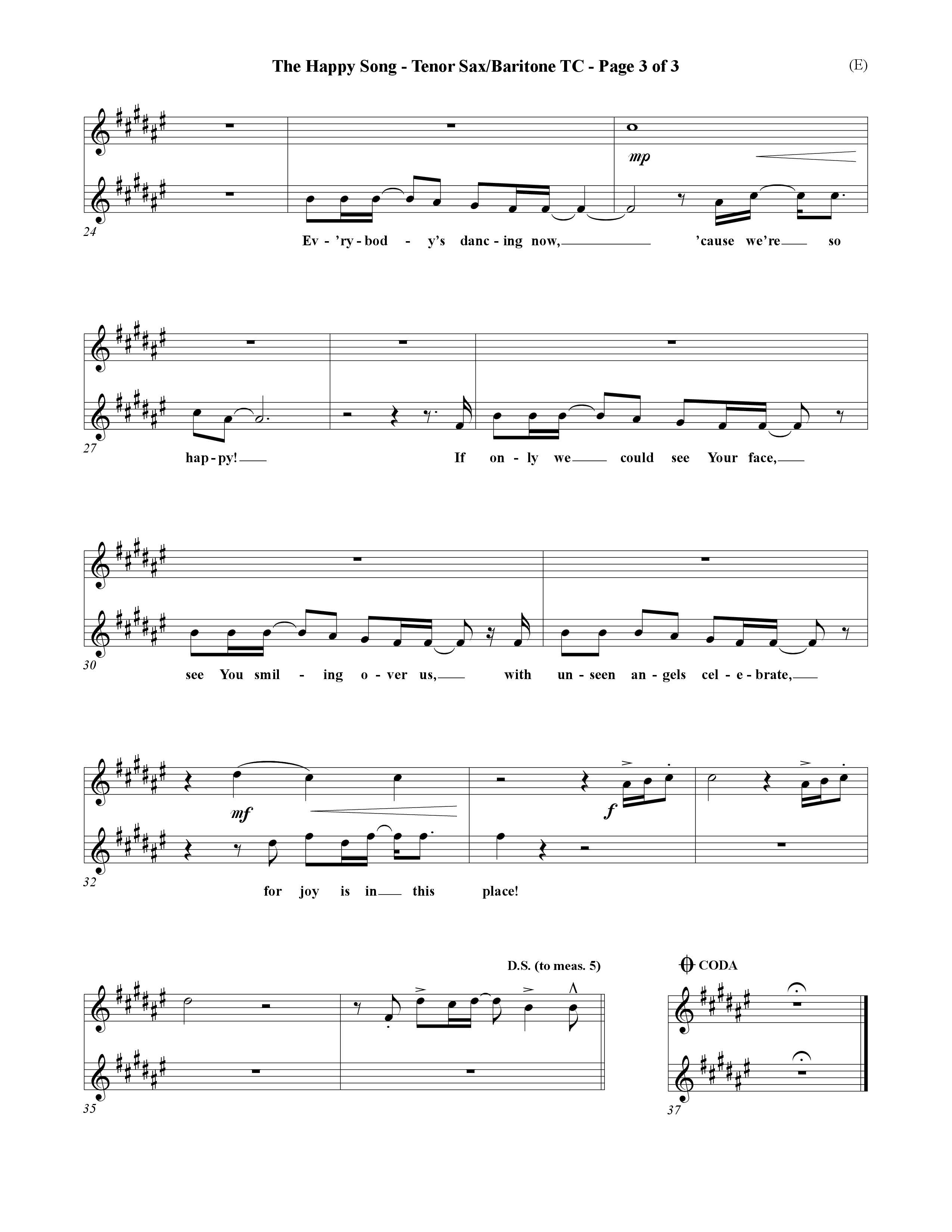 The Happy Song (Choral Anthem SATB) Tenor Sax/Baritone T.C. (Word Music Choral / Orch. David Winkler)