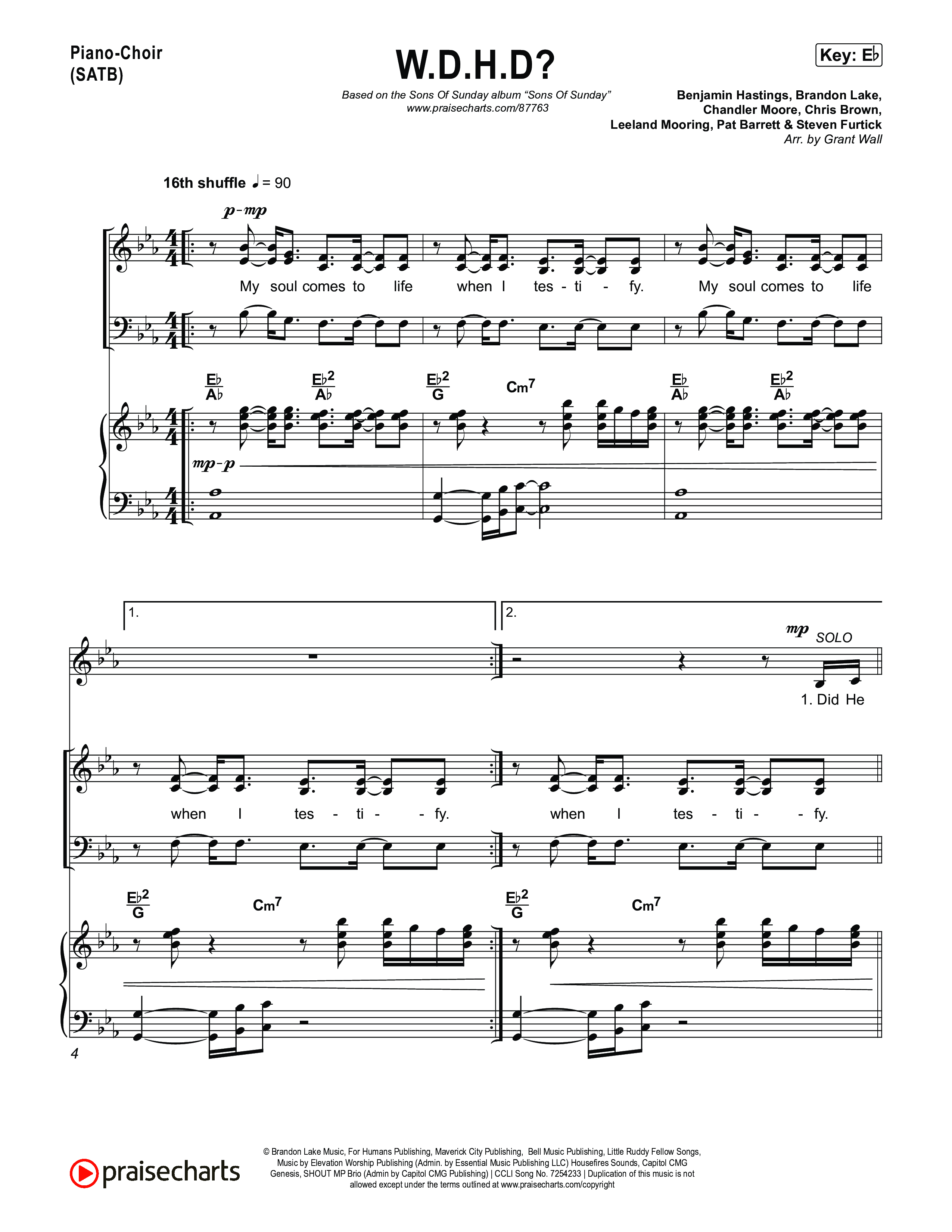 W.D.H.D? Piano/Vocal (SATB) (Sons Of Sunday)
