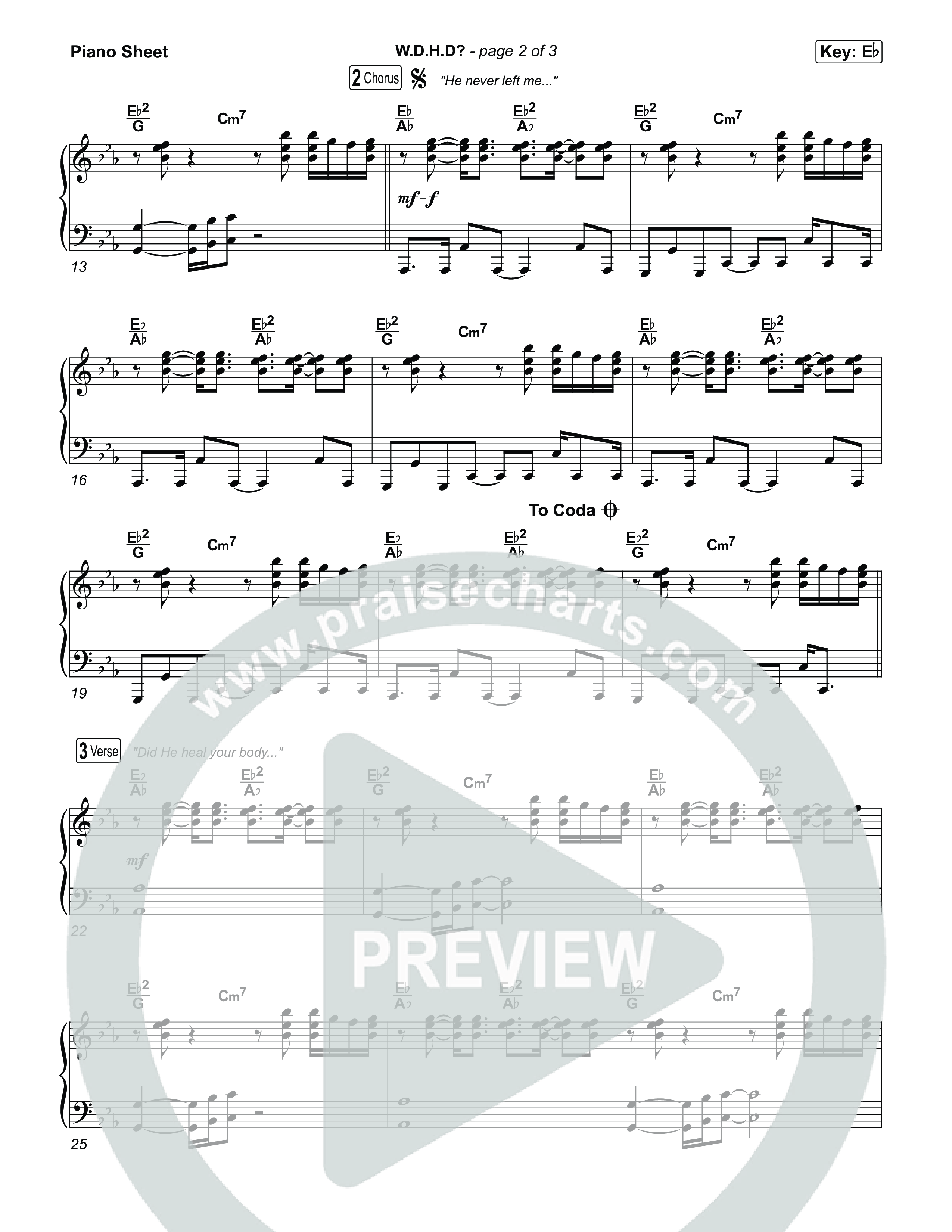 W.D.H.D? Piano Sheet (Sons Of Sunday)