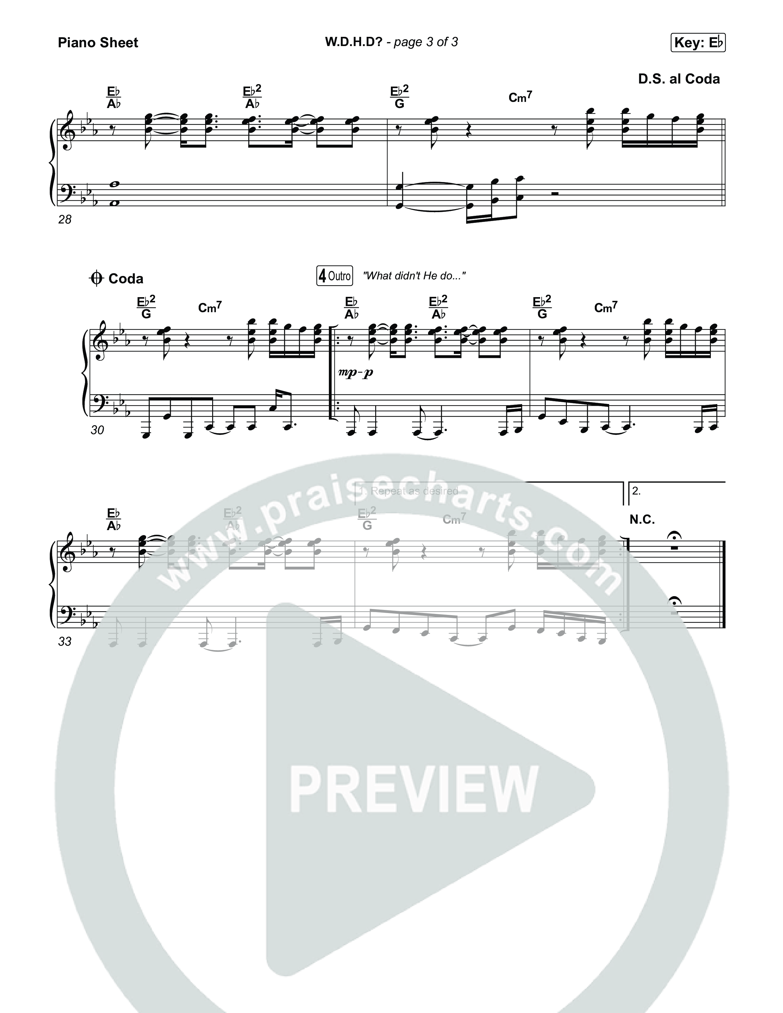 W.D.H.D? Piano Sheet (Sons Of Sunday)