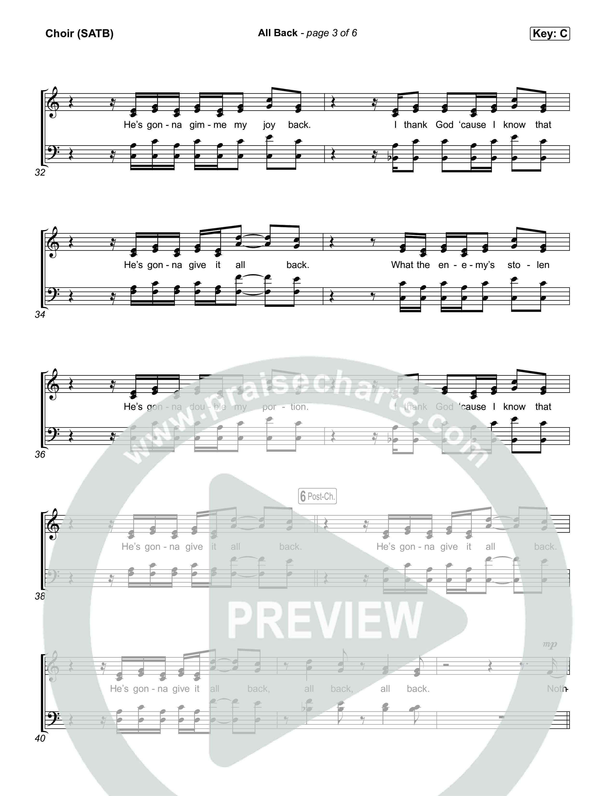 All Back Choir Sheet (SATB) (Sons Of Sunday)