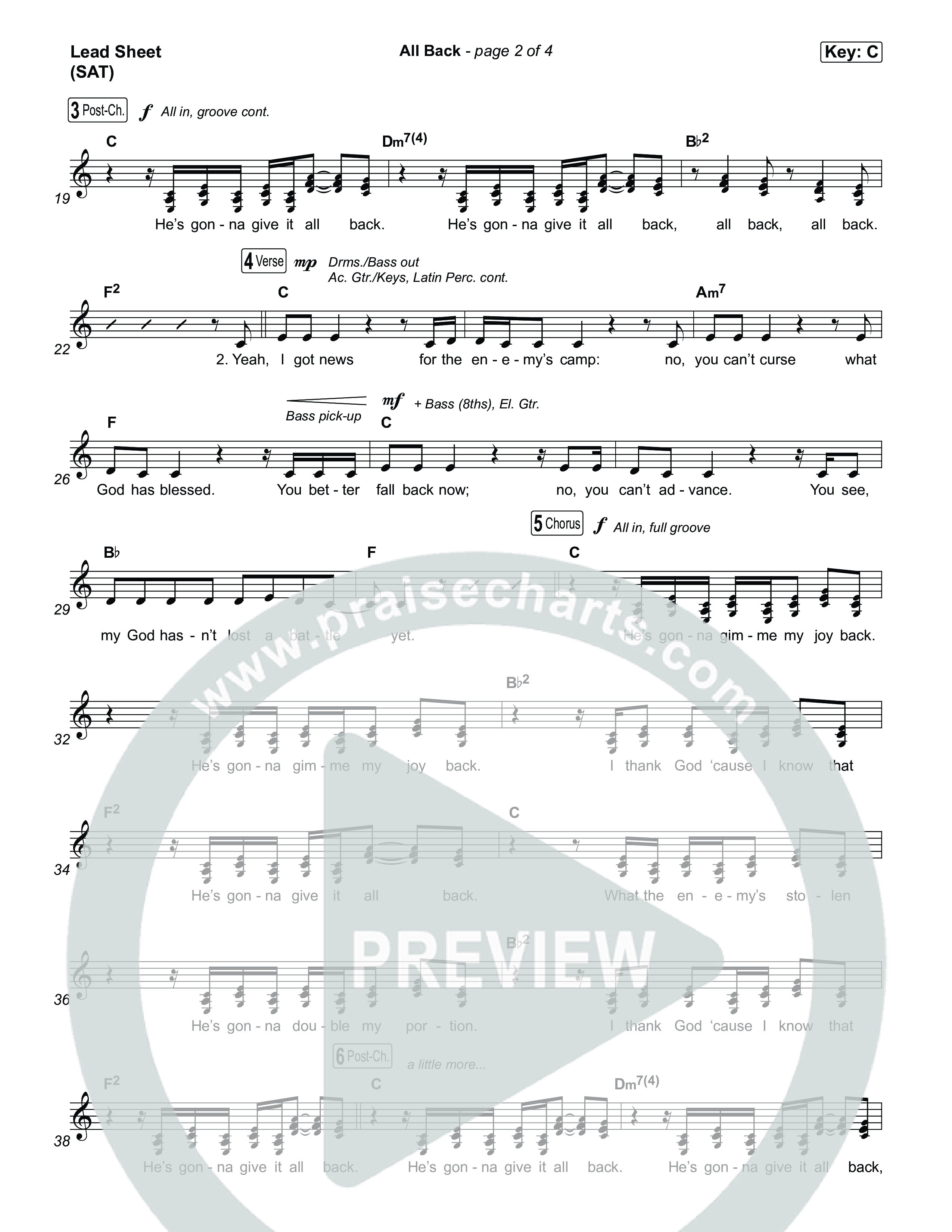 All Back Lead Sheet (SAT) (Sons Of Sunday)