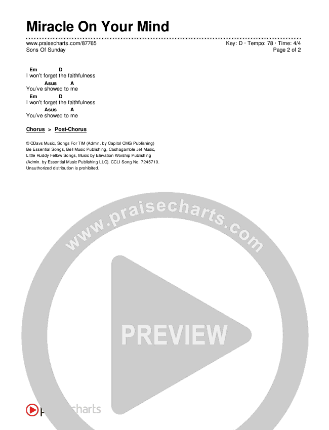 Miracle On Your Mind Chords & Lyrics (Sons Of Sunday)