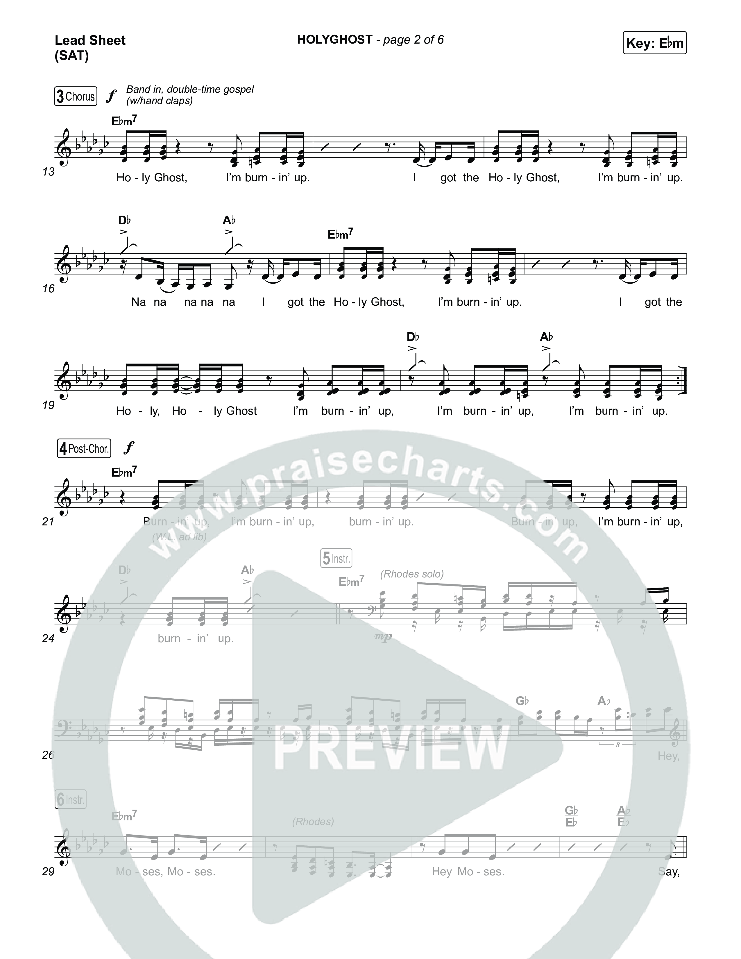 HOLYGHOST Lead Sheet (SAT) (Sons Of Sunday)