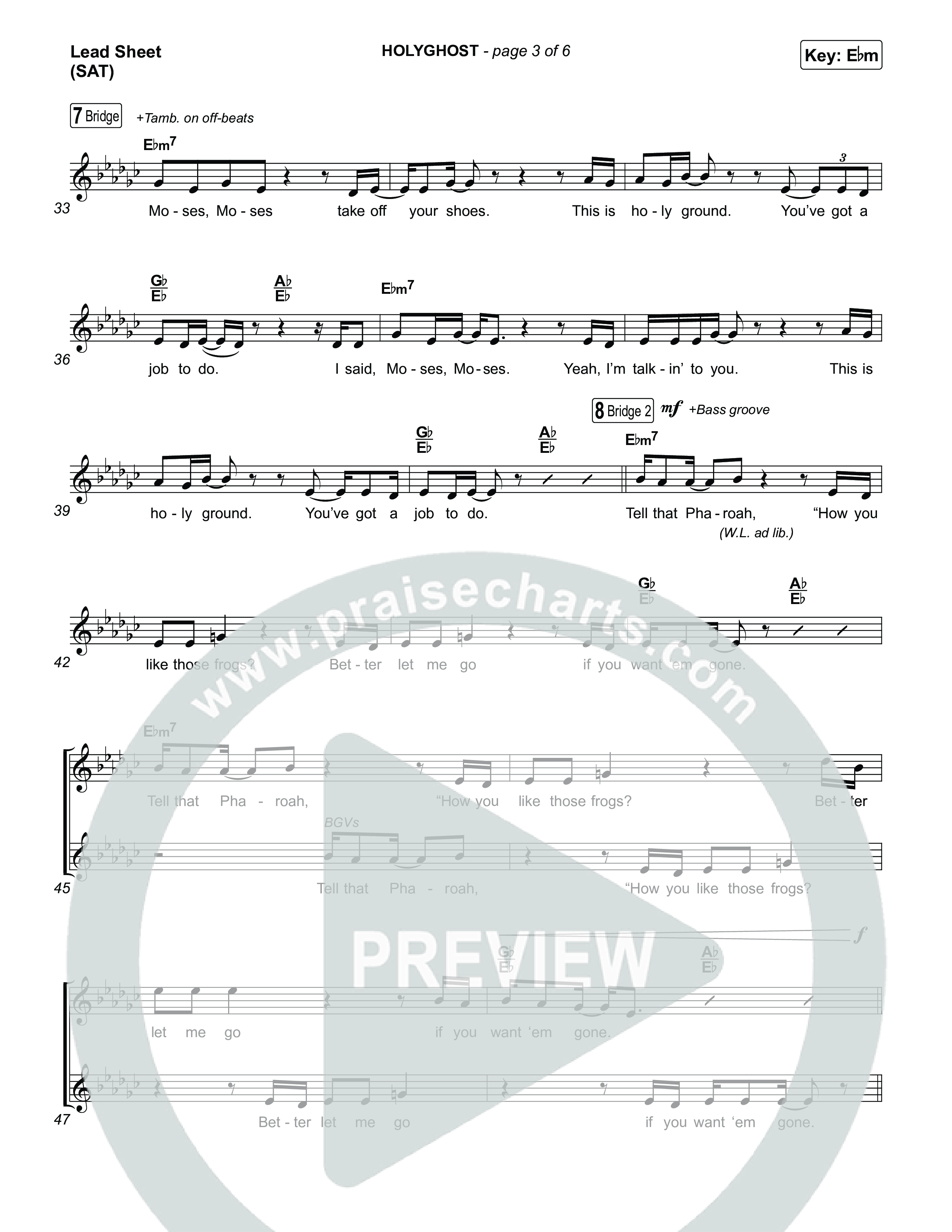 HOLYGHOST Lead Sheet (SAT) (Sons Of Sunday)