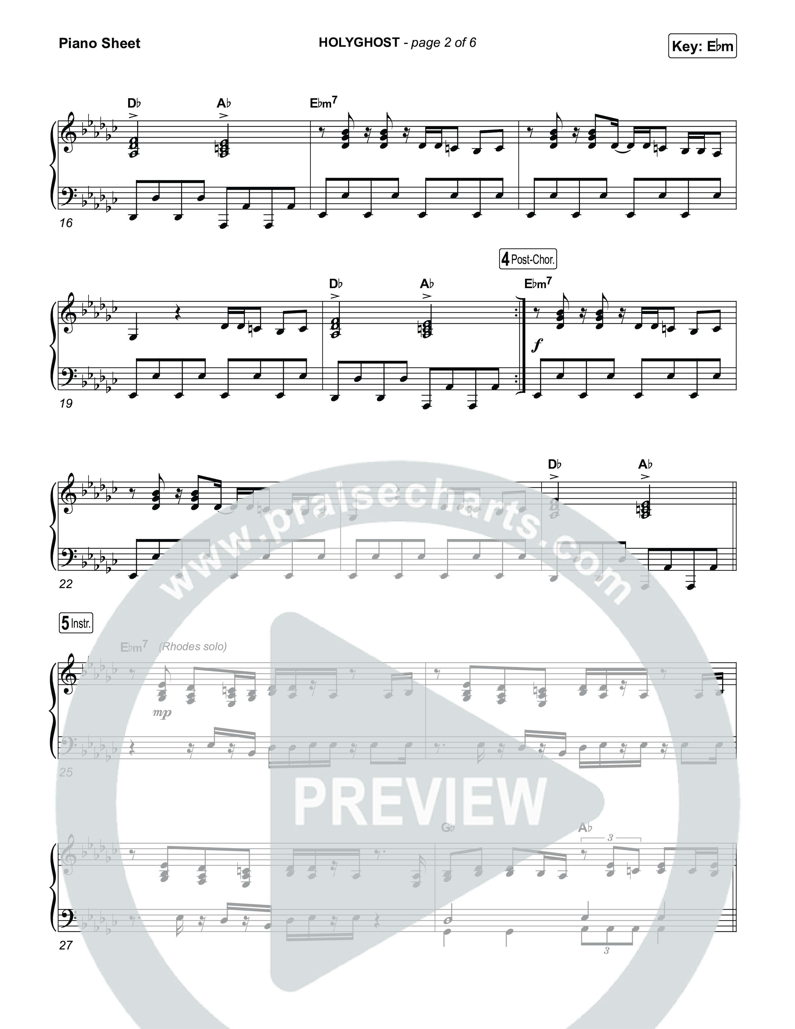 HOLYGHOST Piano Sheet (Sons Of Sunday)
