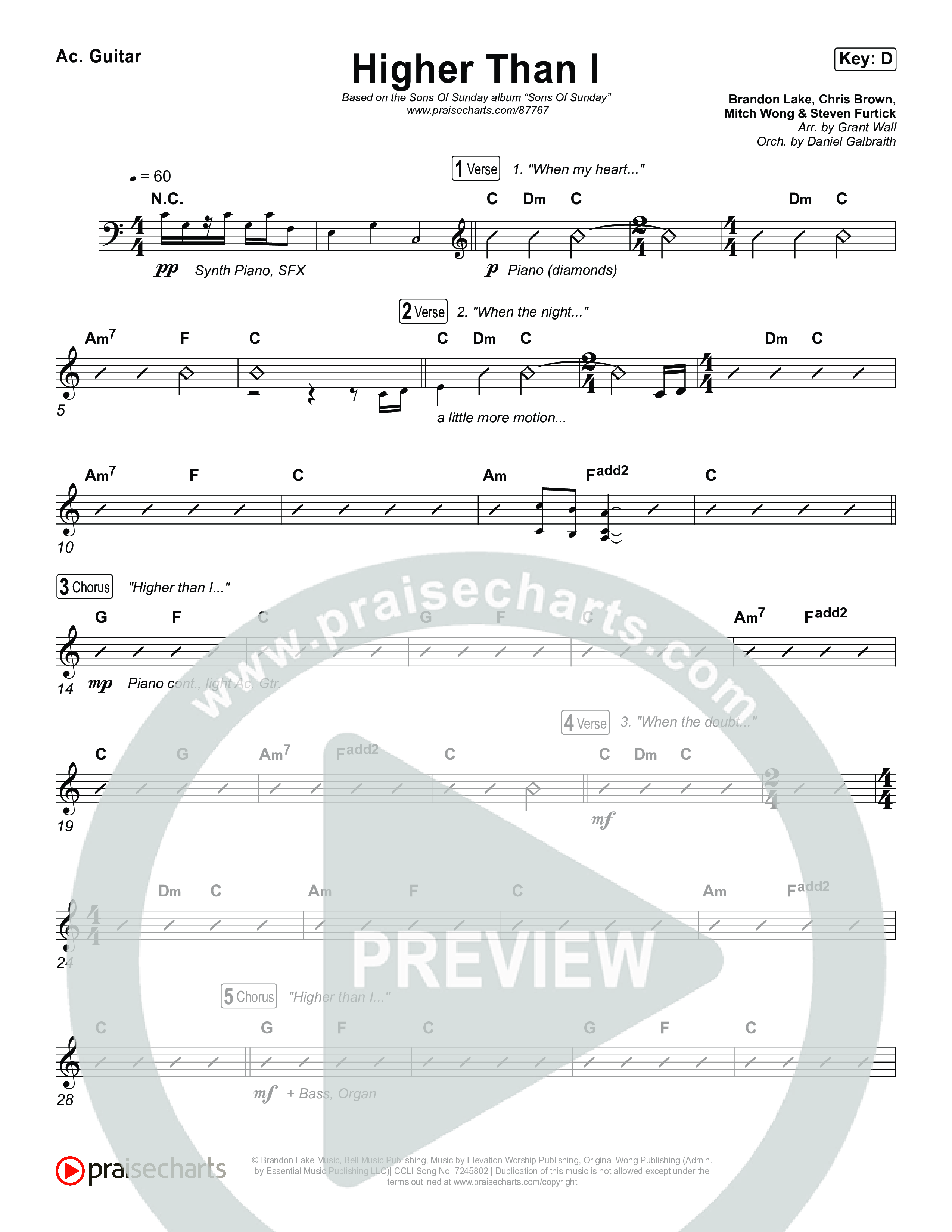 Higher Than I Rhythm Chart (Sons Of Sunday)