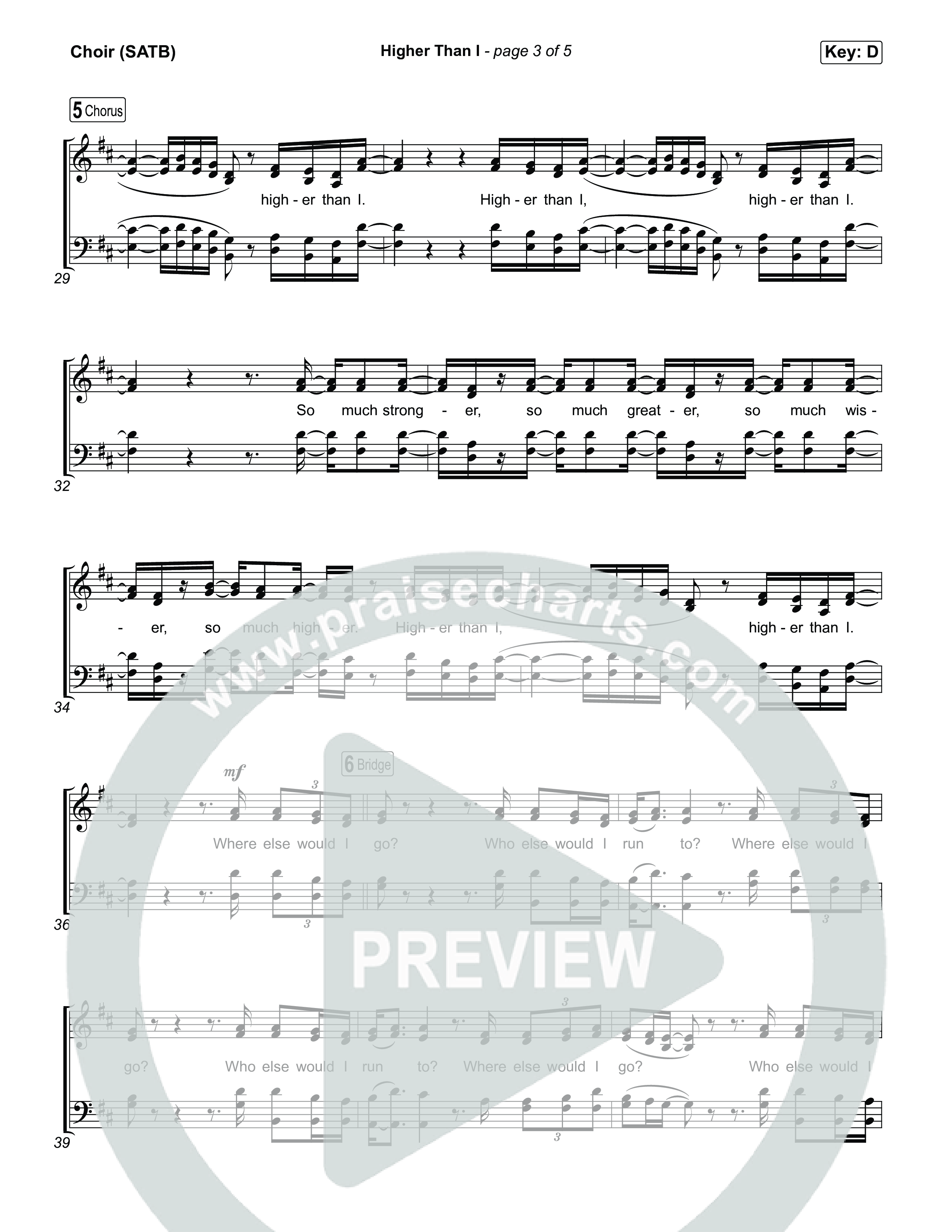 Higher Than I Choir Sheet (SATB) (Sons Of Sunday)