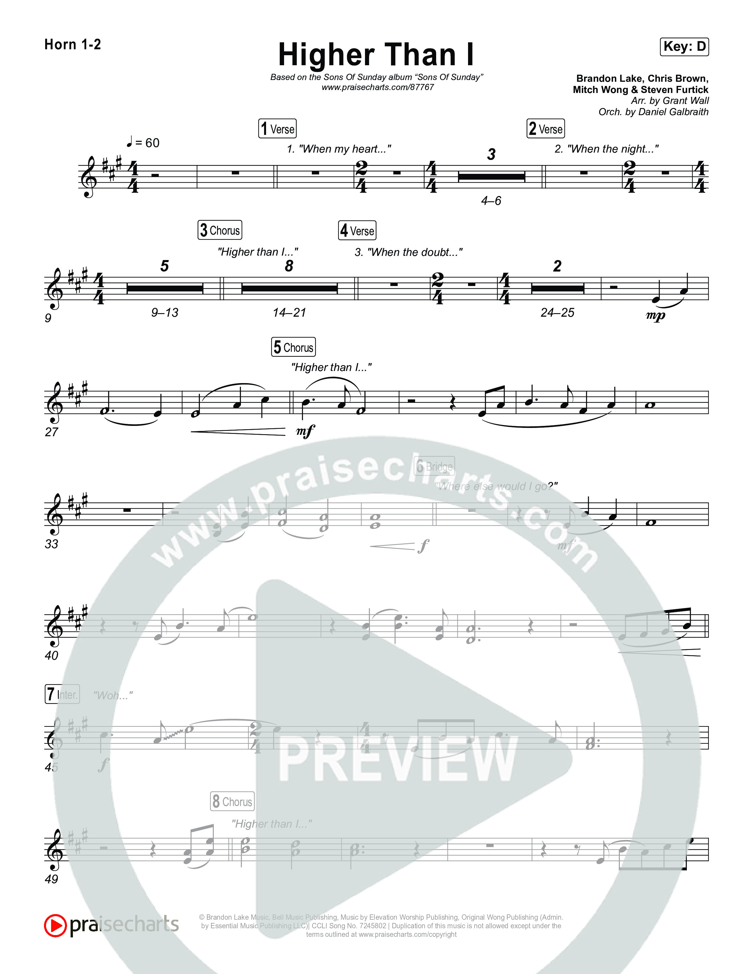 Higher Than I French Horn 1,2 (Sons Of Sunday)