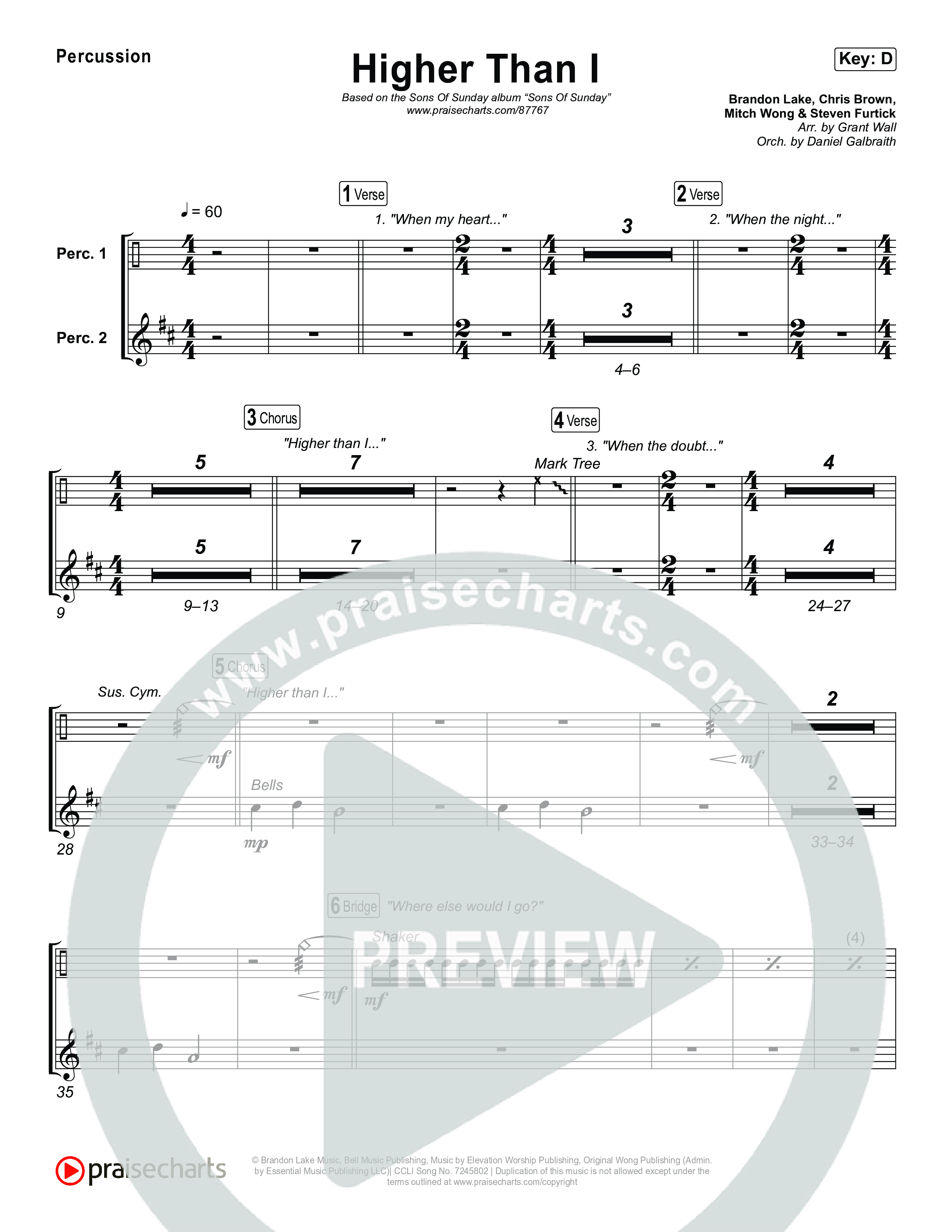 Higher Than I Percussion (Sons Of Sunday)