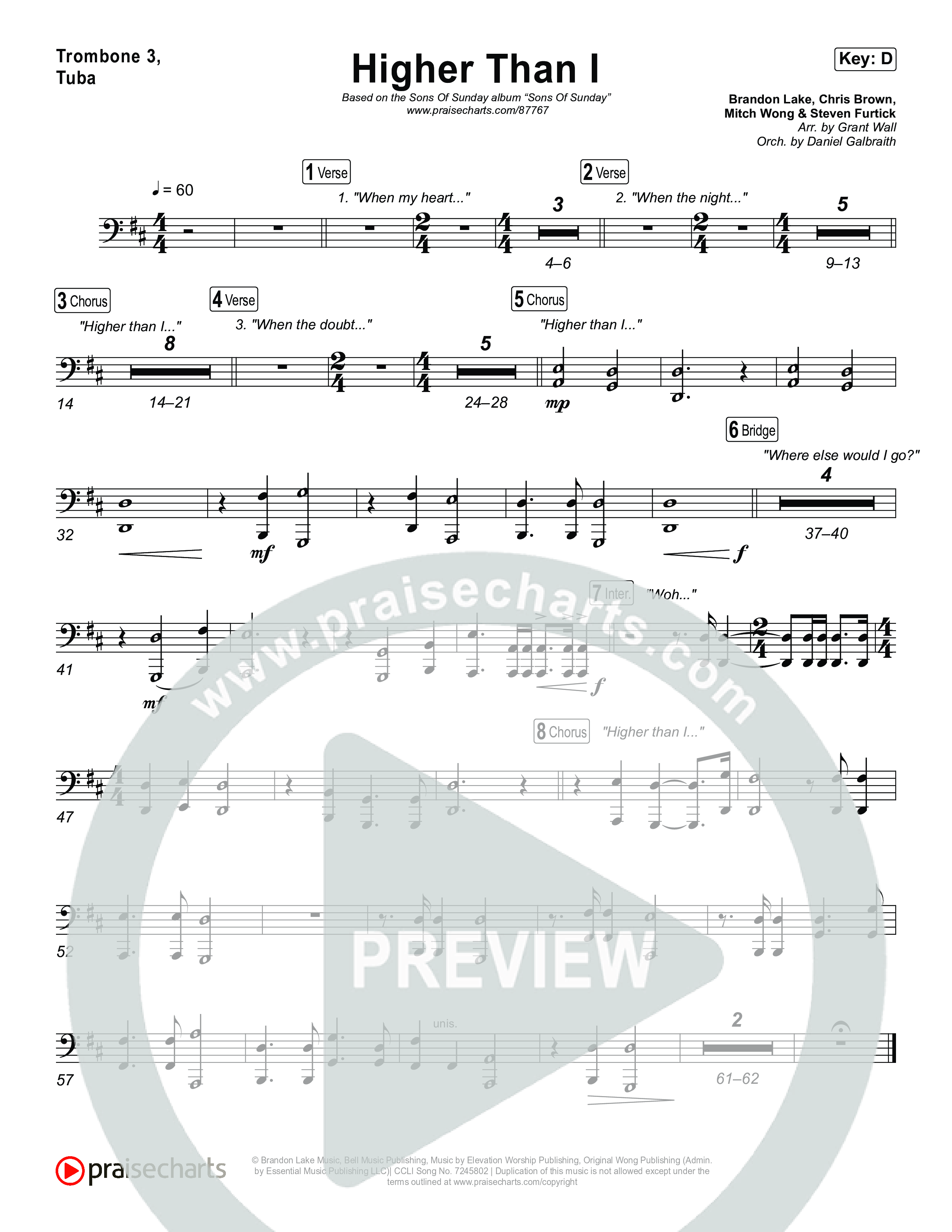 Higher Than I Trombone 3/Tuba (Sons Of Sunday)