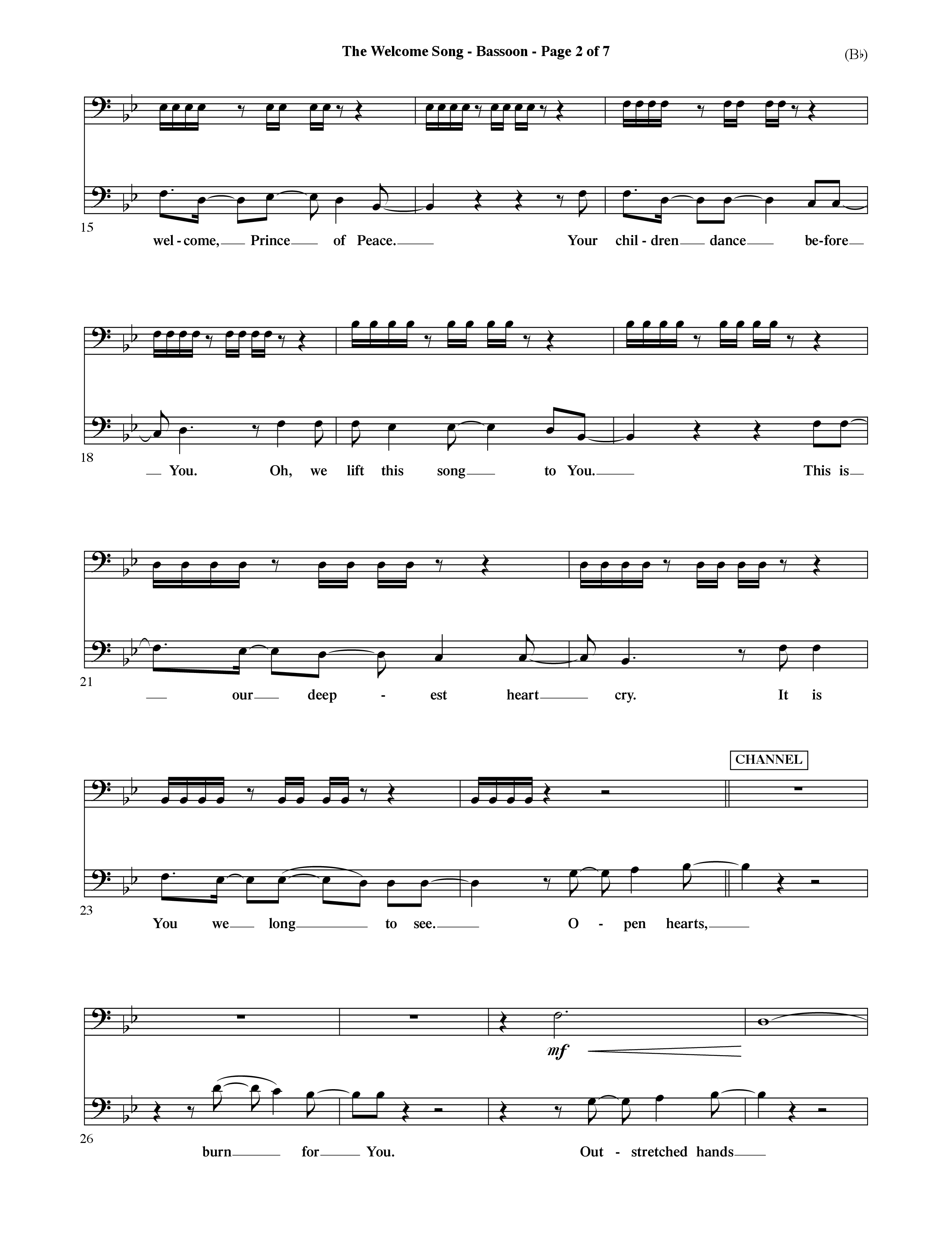 The Welcome Song (Choral Anthem SATB) Bassoon (Word Music Choral / Orch. Ric Domenico)
