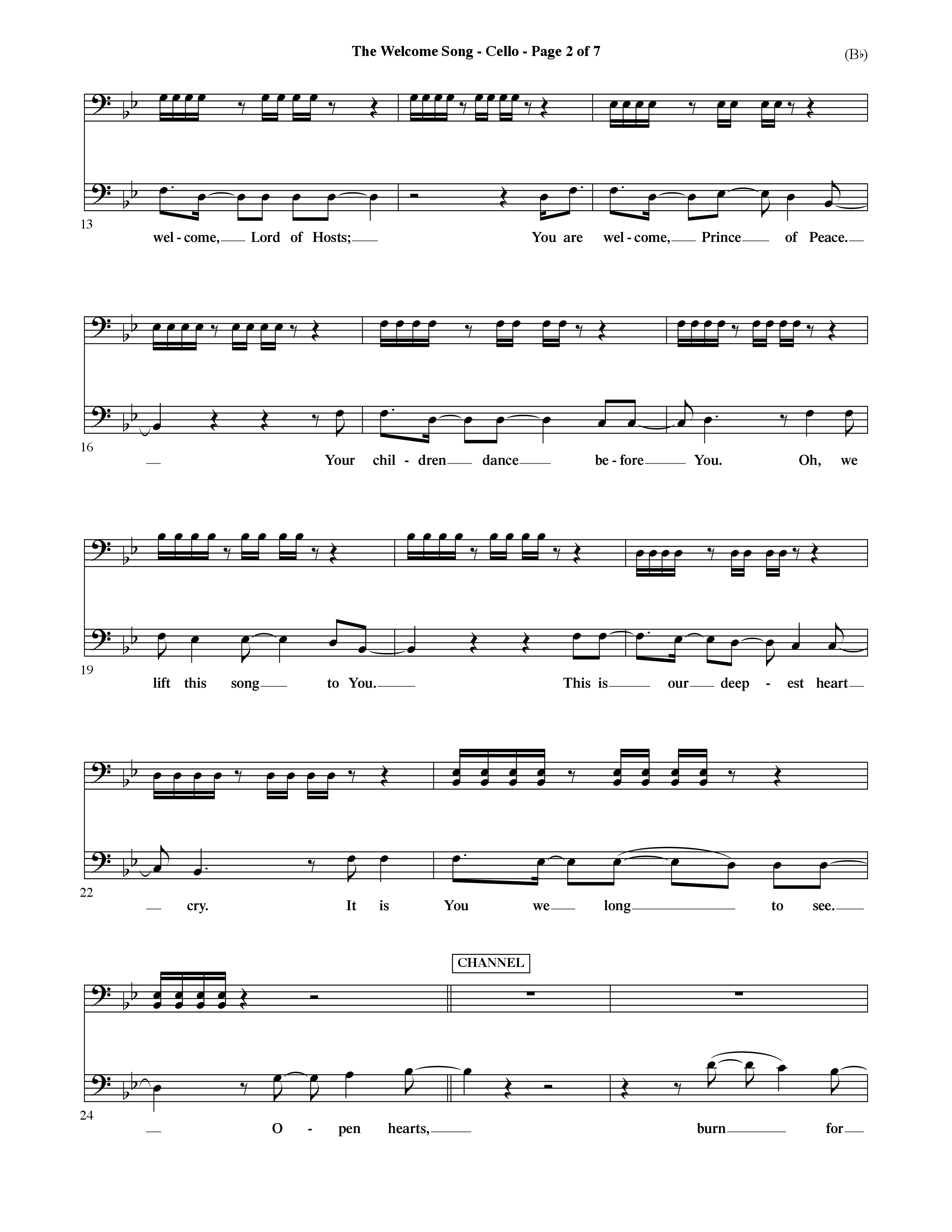 The Welcome Song (Choral Anthem SATB) Cello (Word Music Choral / Orch. Ric Domenico)