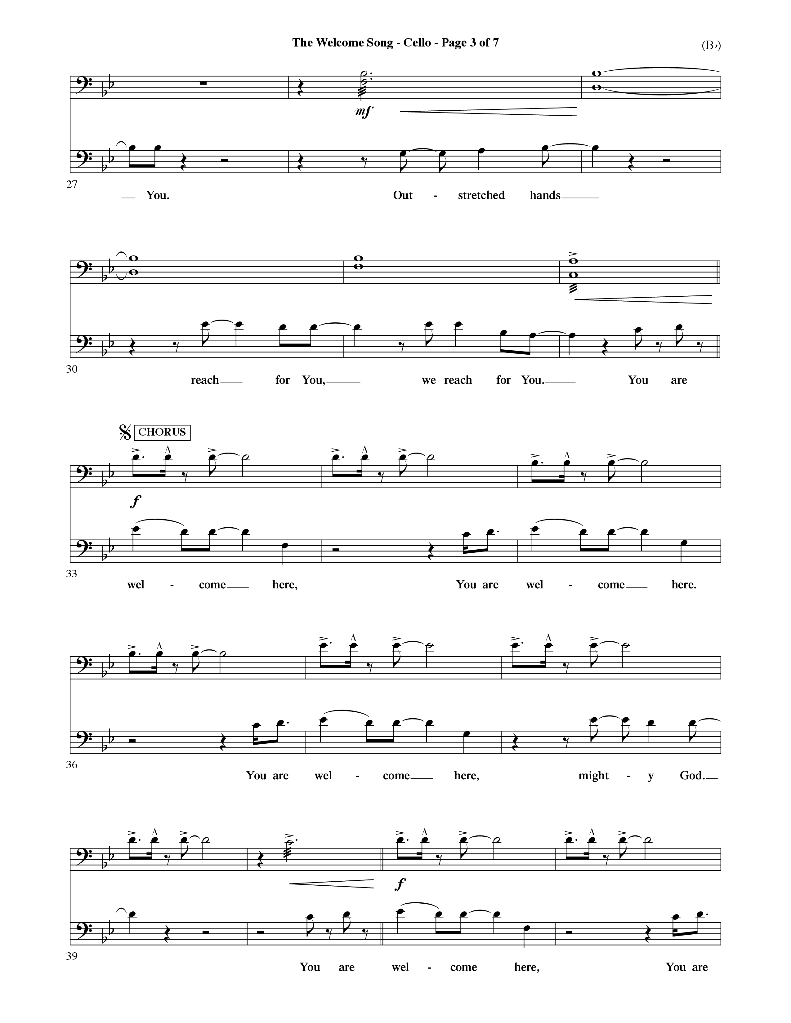 The Welcome Song (Choral Anthem SATB) Cello (Word Music Choral / Orch. Ric Domenico)