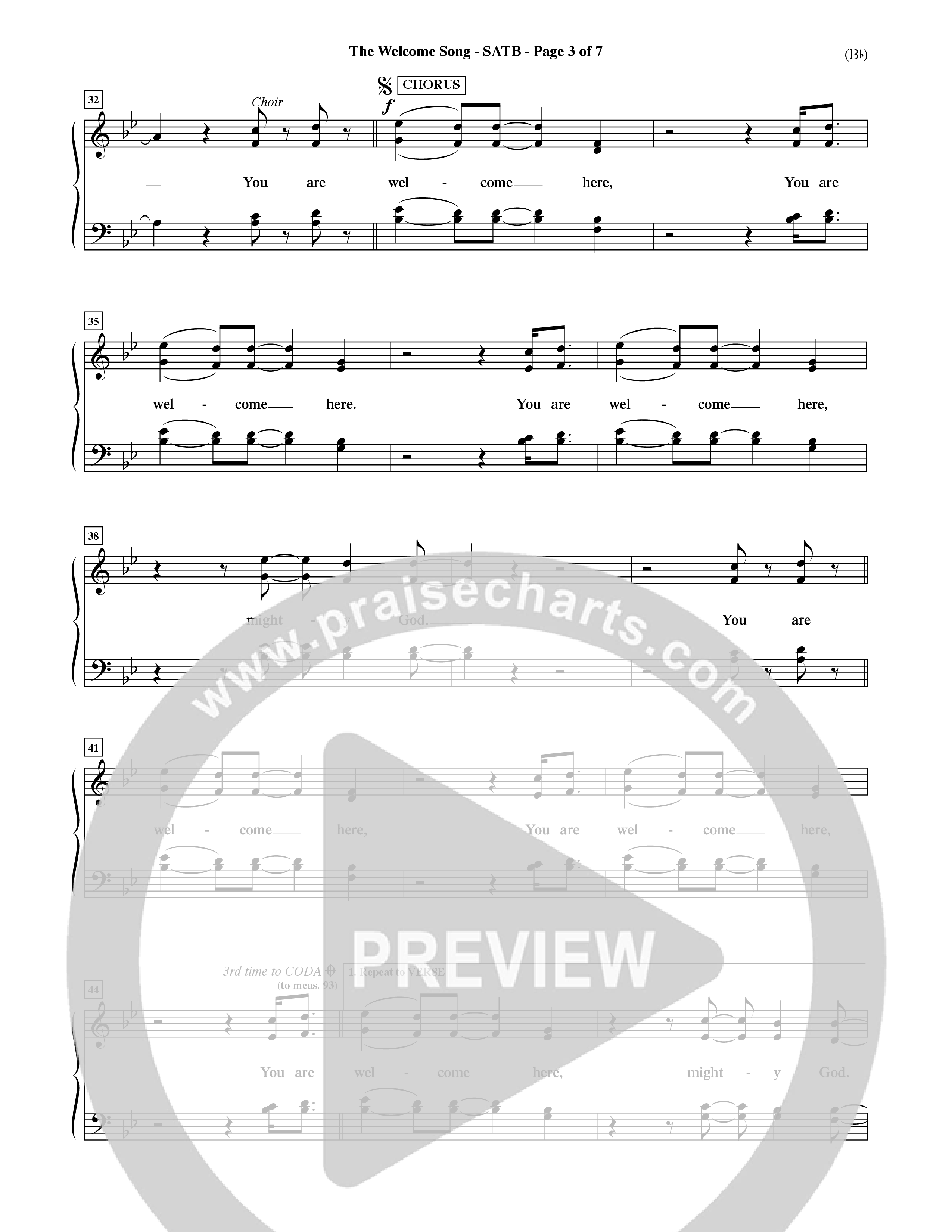 The Welcome Song (Choral Anthem SATB) Choir Sheet (SATB) (Word Music Choral / Orch. Ric Domenico)