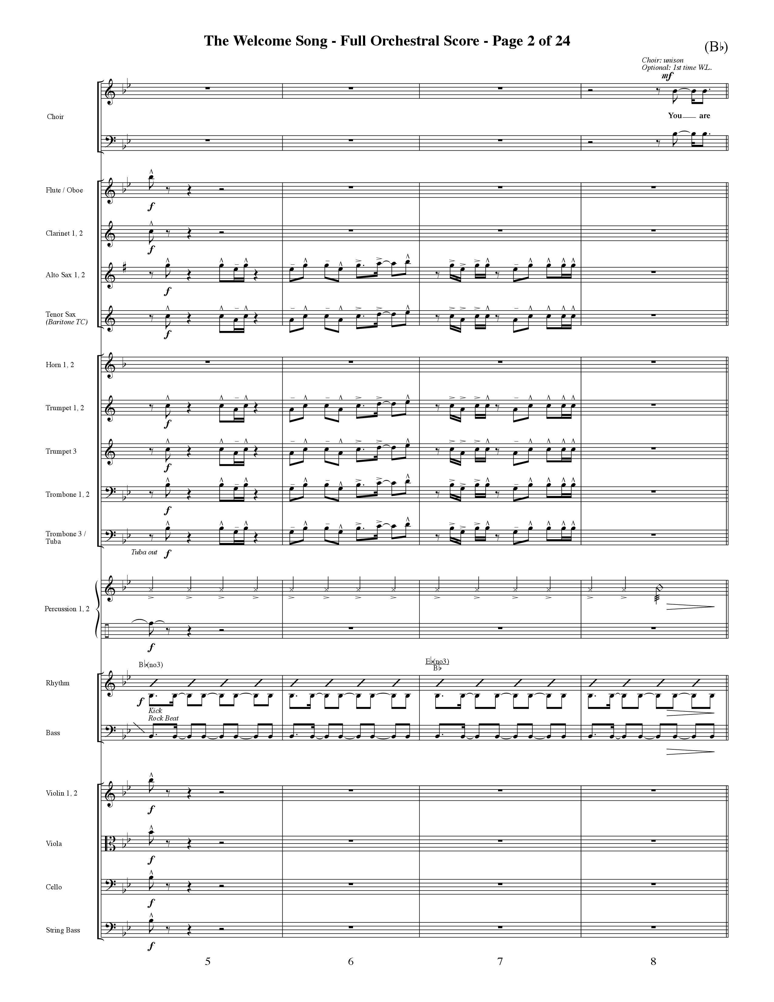 The Welcome Song (Choral Anthem SATB) Conductor's Score (Word Music Choral / Orch. Ric Domenico)
