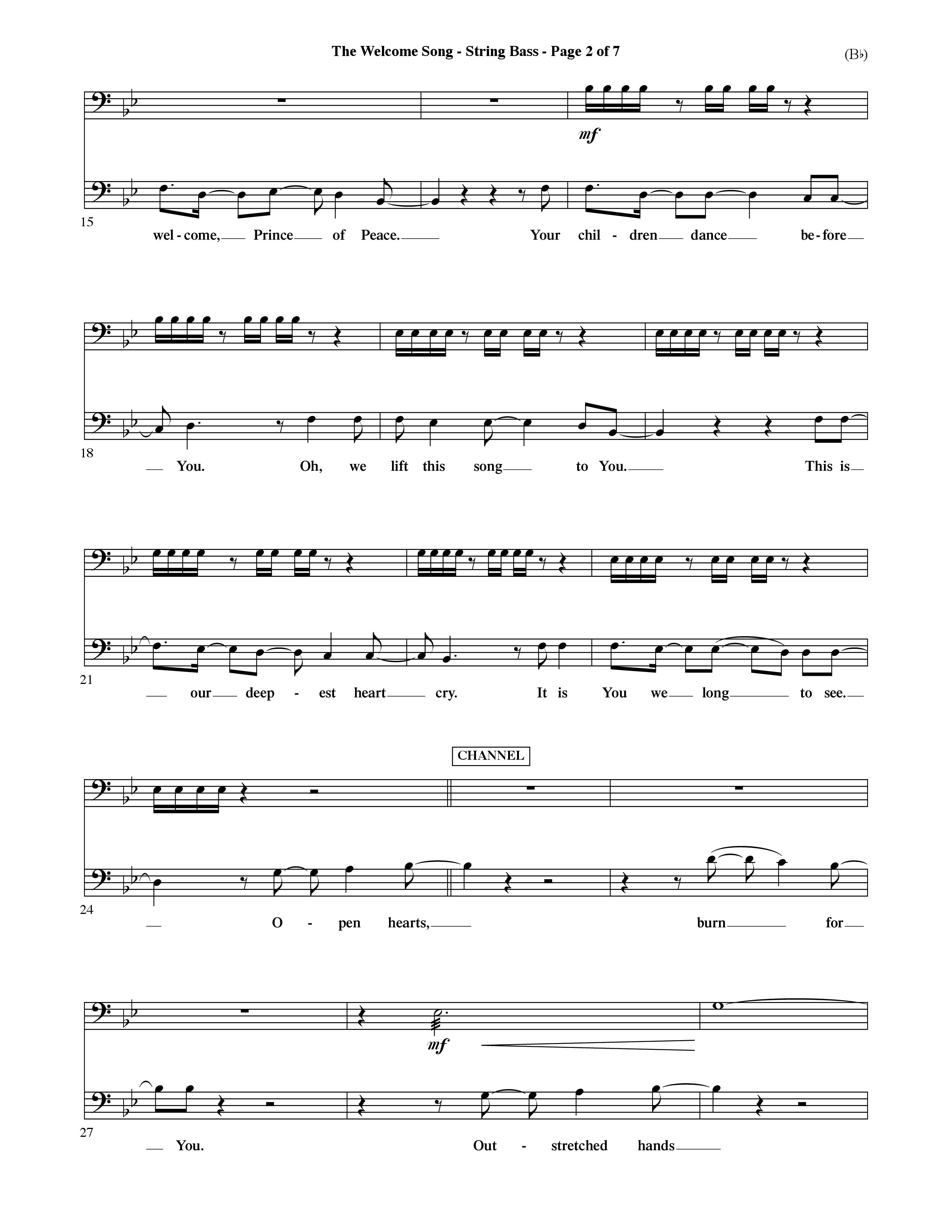 The Welcome Song (Choral Anthem SATB) Double Bass (Word Music Choral / Orch. Ric Domenico)